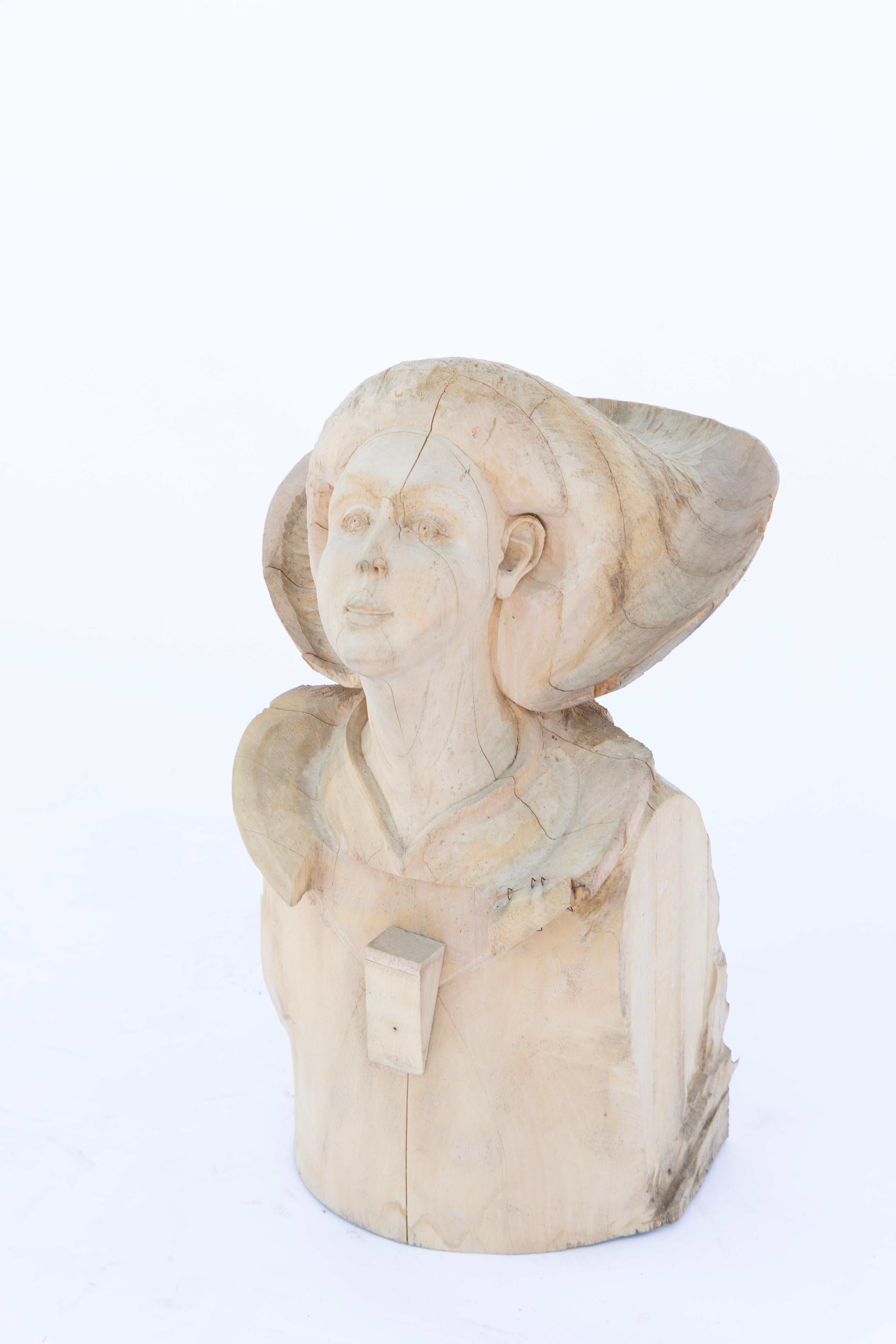 Mid-Century Modern Moule d'ange vintage en bois sculpté avec bloc de bois en vente