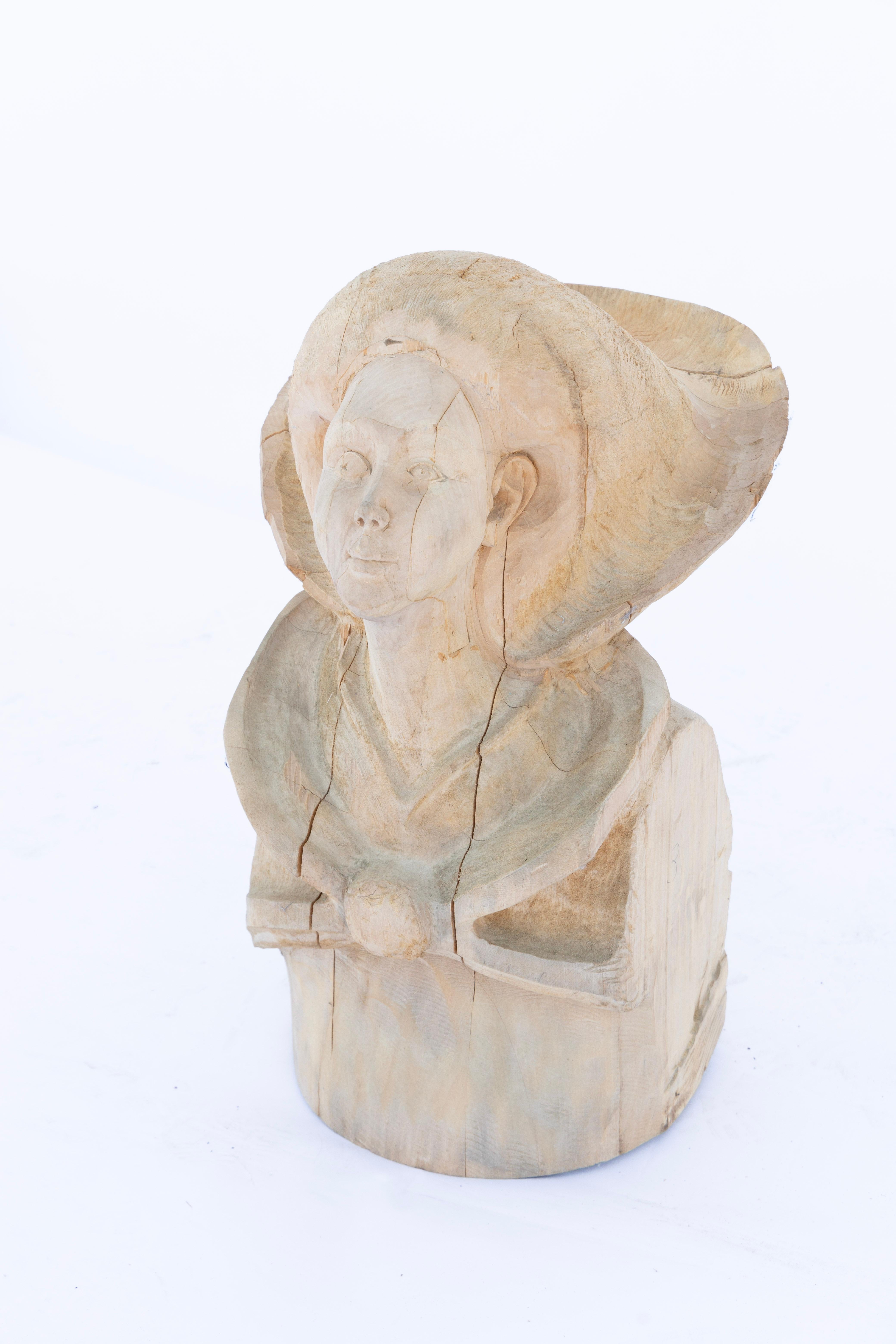 Moule d'ange vintage en bois sculpté avec X et cercle Bon état - En vente à Wichita, KS