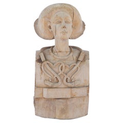 Vintage Carved Wood Angel Mold with Heart Breastplate