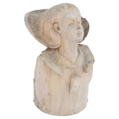 Moule d'ange vintage en bois sculpté avec bloc de bois