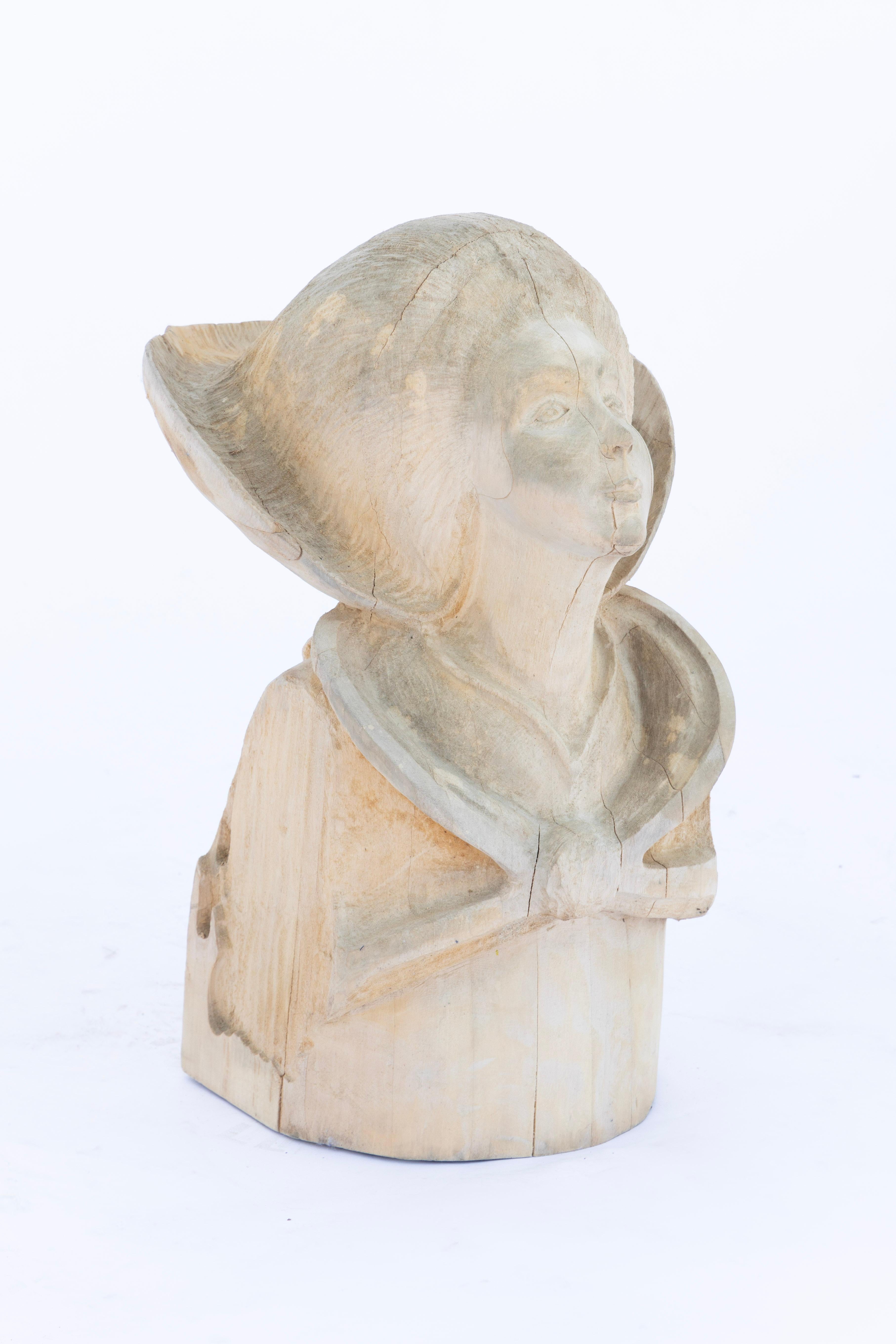 20th Century Vintage Carved Wood Angel Mold with X Breastplate For Sale