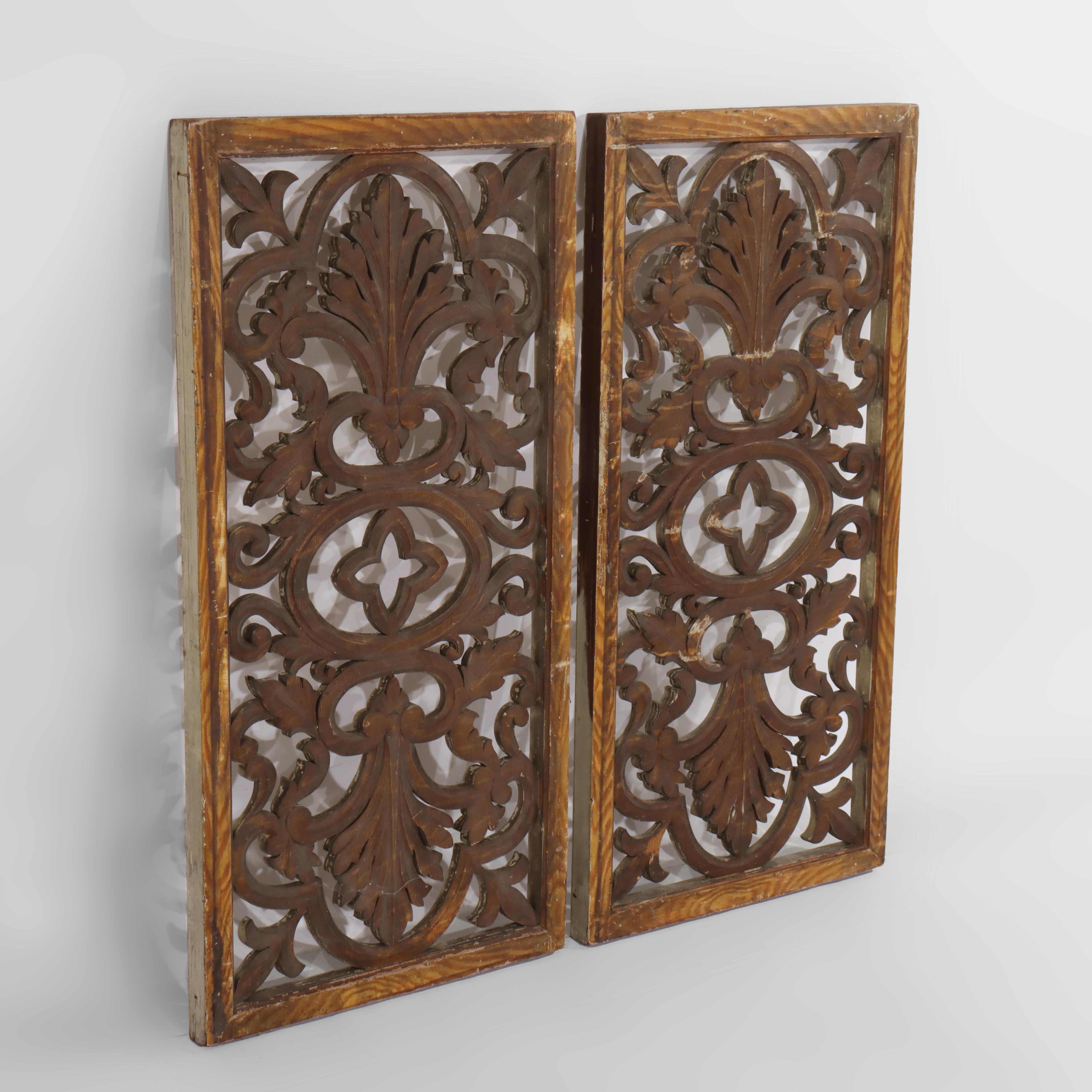 20th Century Vintage Carved Wood Architectural Grates 20thC For Sale