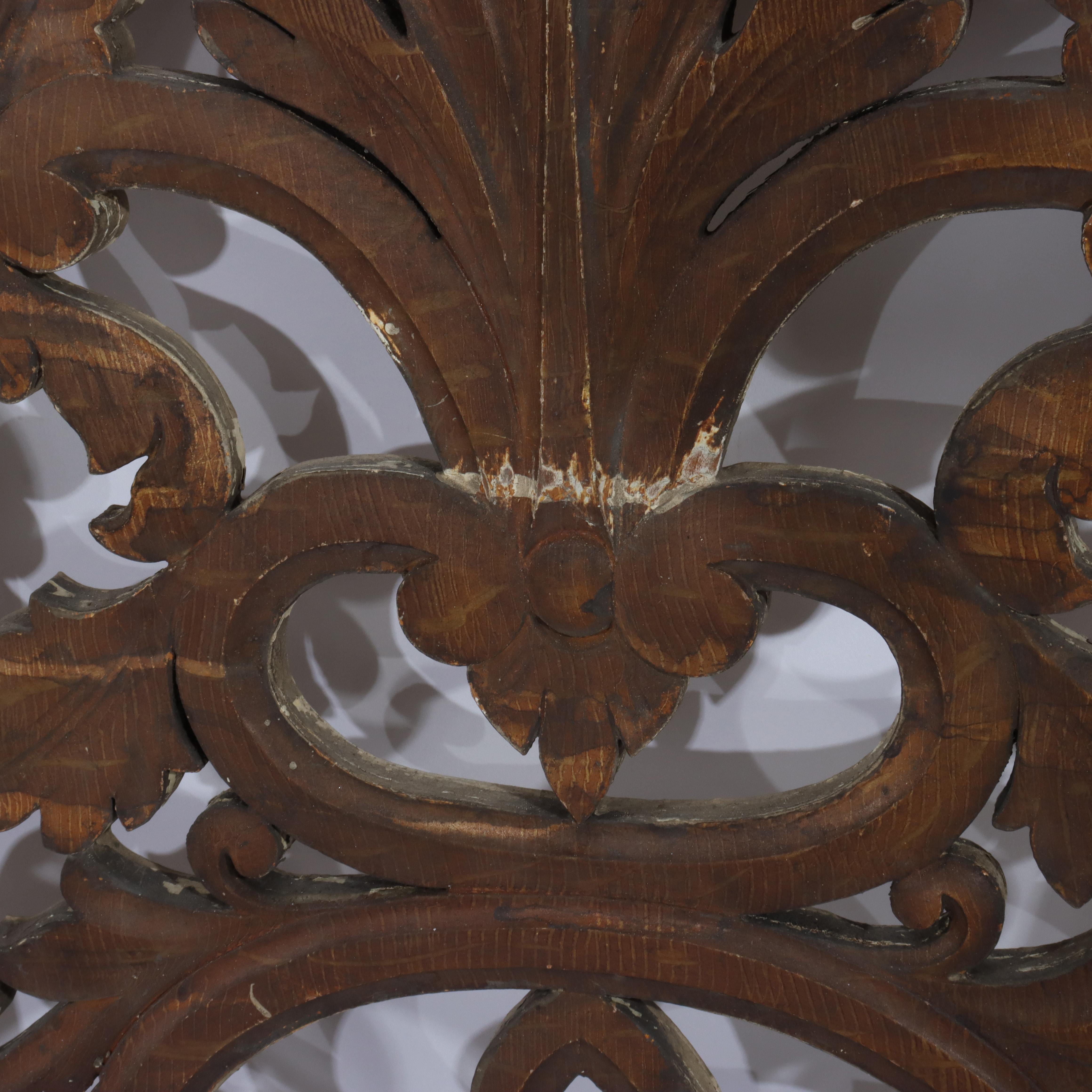 Vintage Carved Wood Architectural Grates 20thC For Sale 1