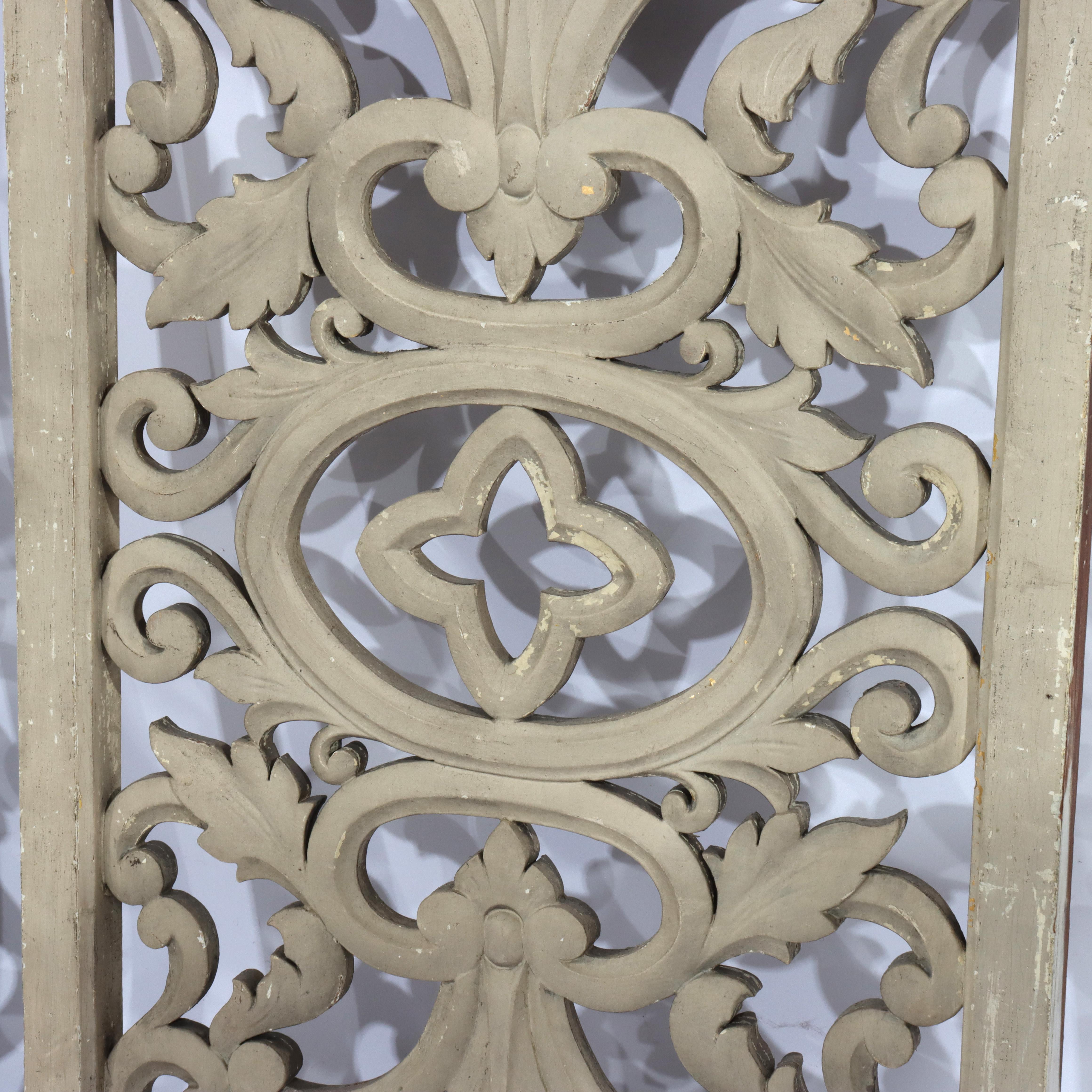 Vintage Carved Wood Architectural Grates 20thC For Sale 4