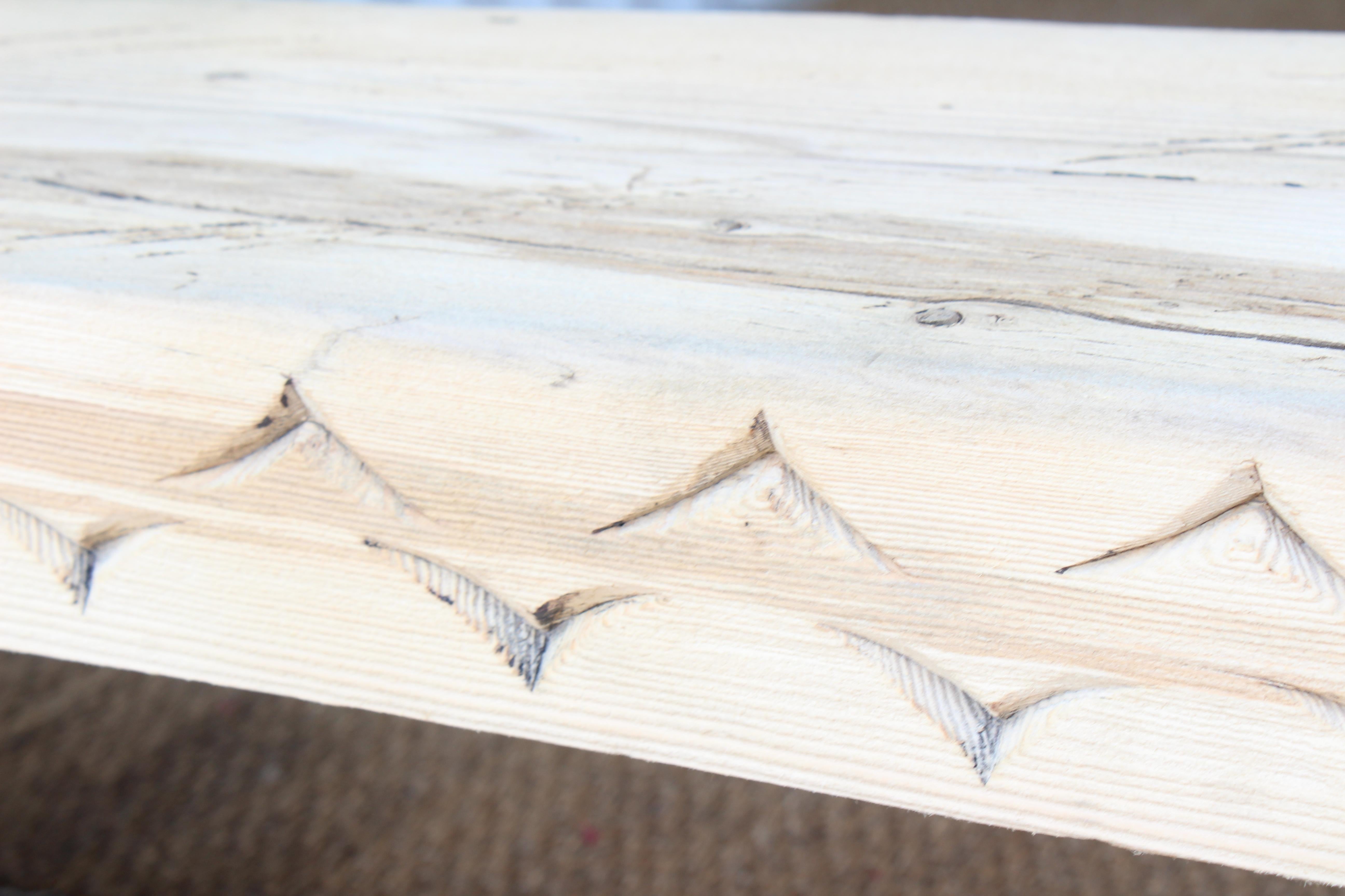 Vintage Carved Wood Bench 3