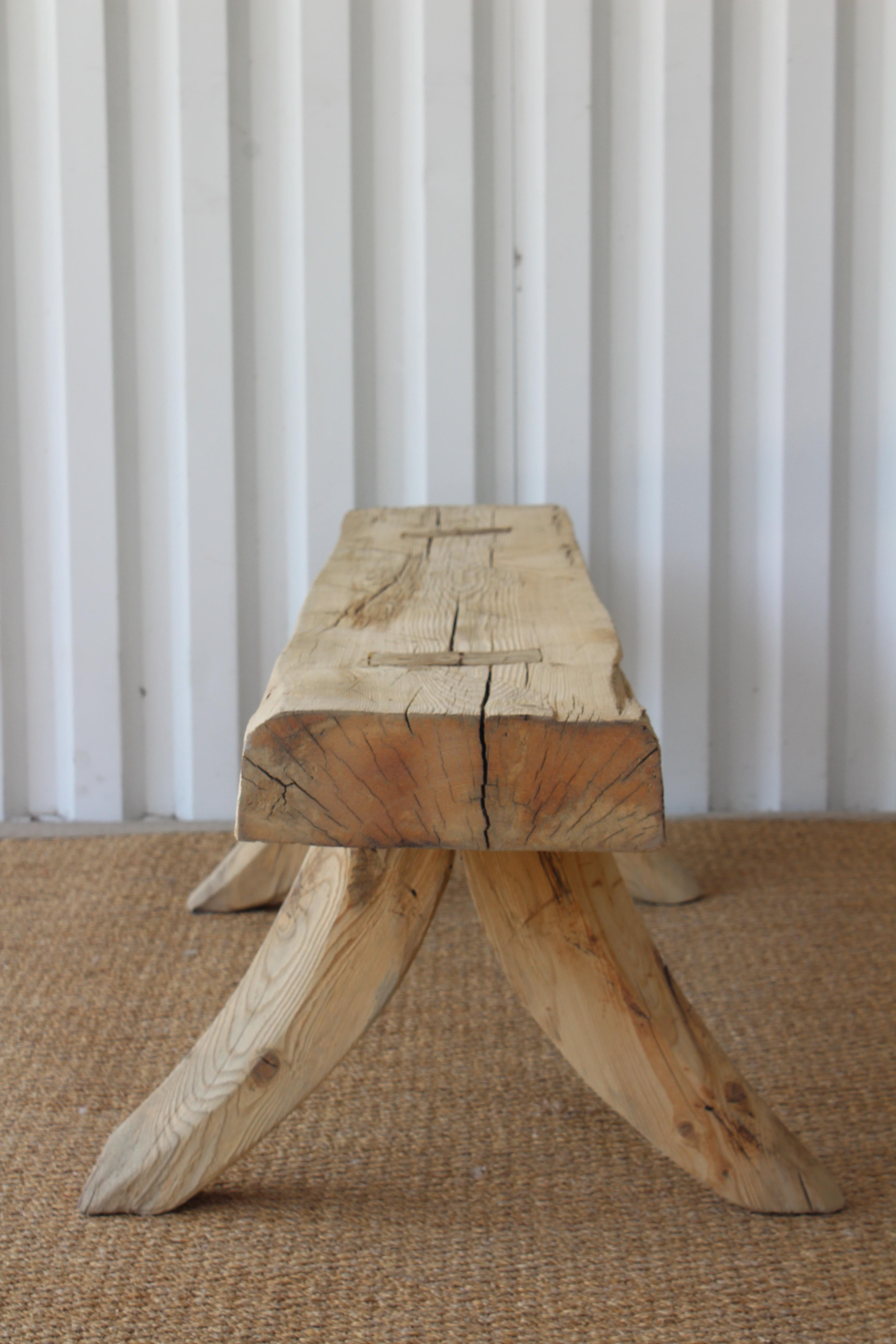 Late 20th Century Vintage Carved Wood Bench