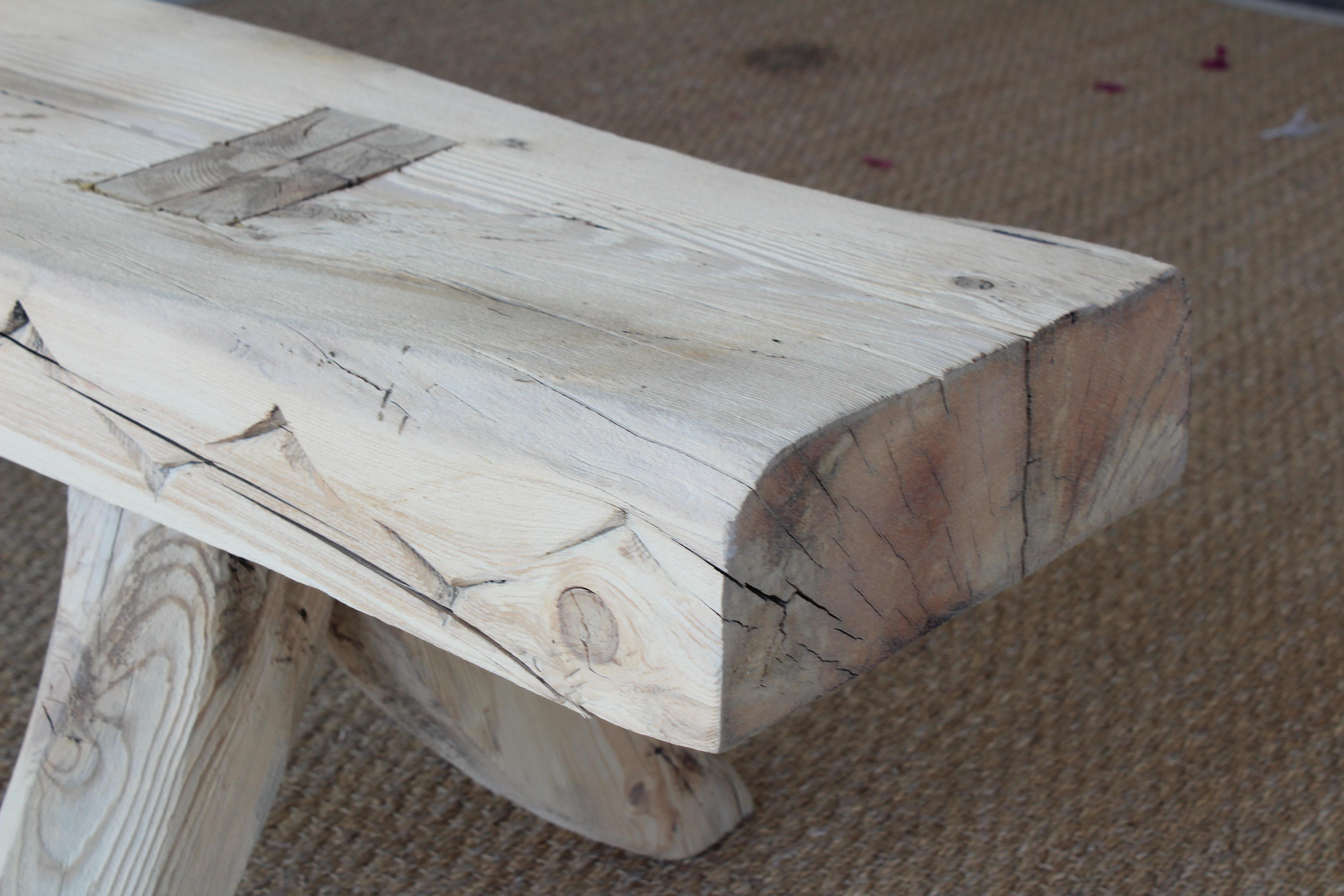 Vintage Carved Wood Bench 1