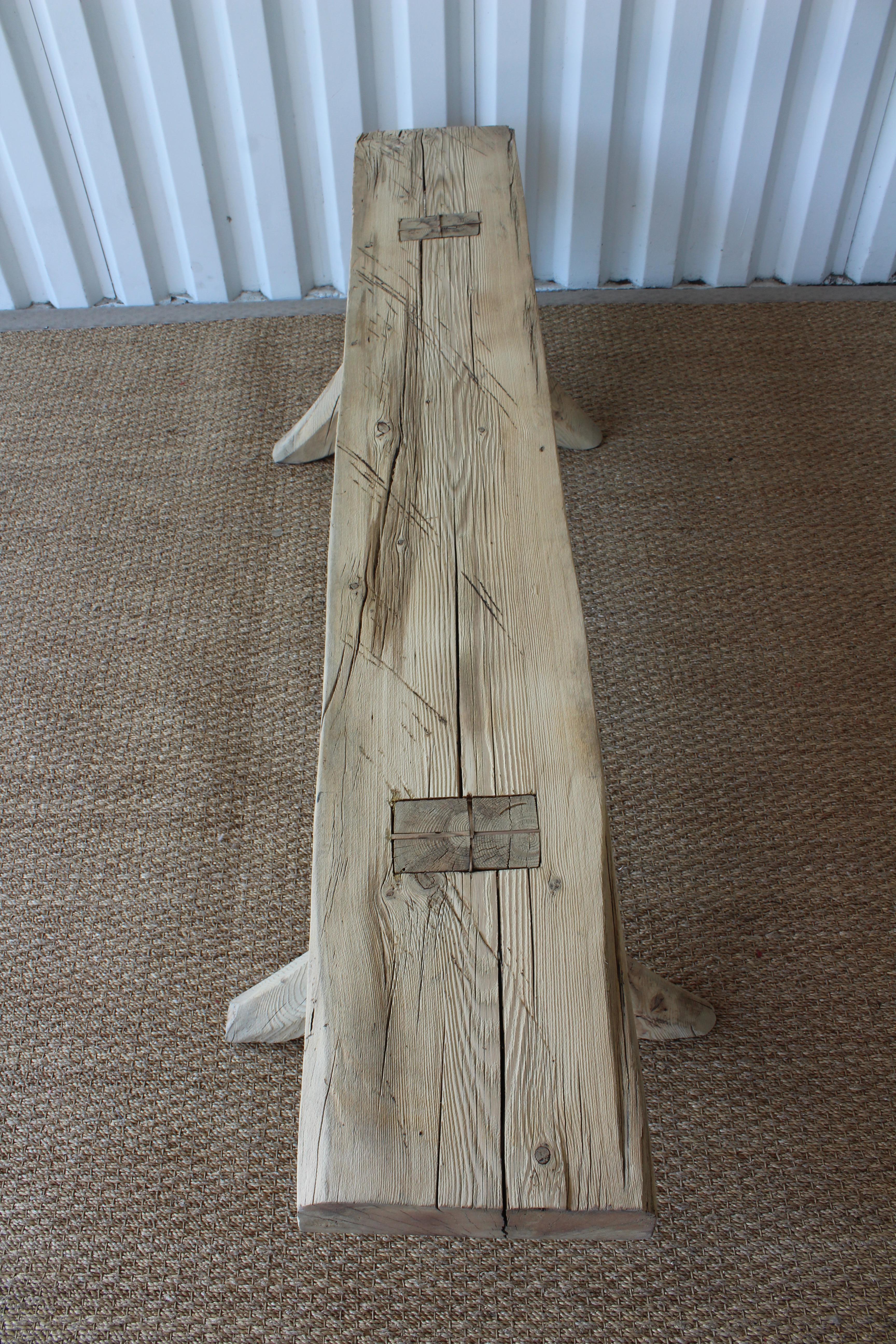 Vintage Carved Wood Bench 2