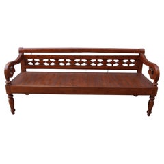 Vintage Carved Wood Bench
