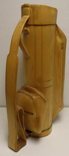 Vintage Carved Wood Decorative Golf Bag