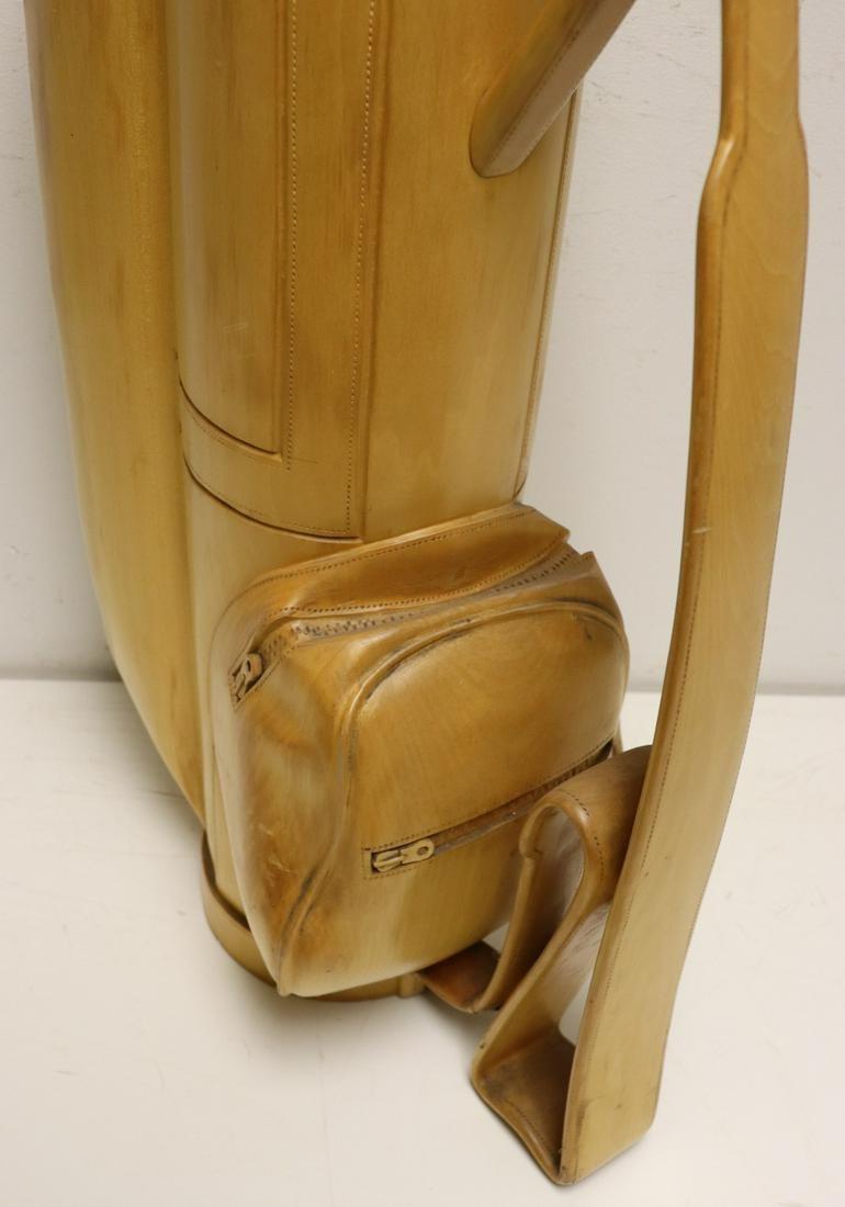 Mid-Century Modern Vintage Carved Wood Decorative Golf Bag For Sale