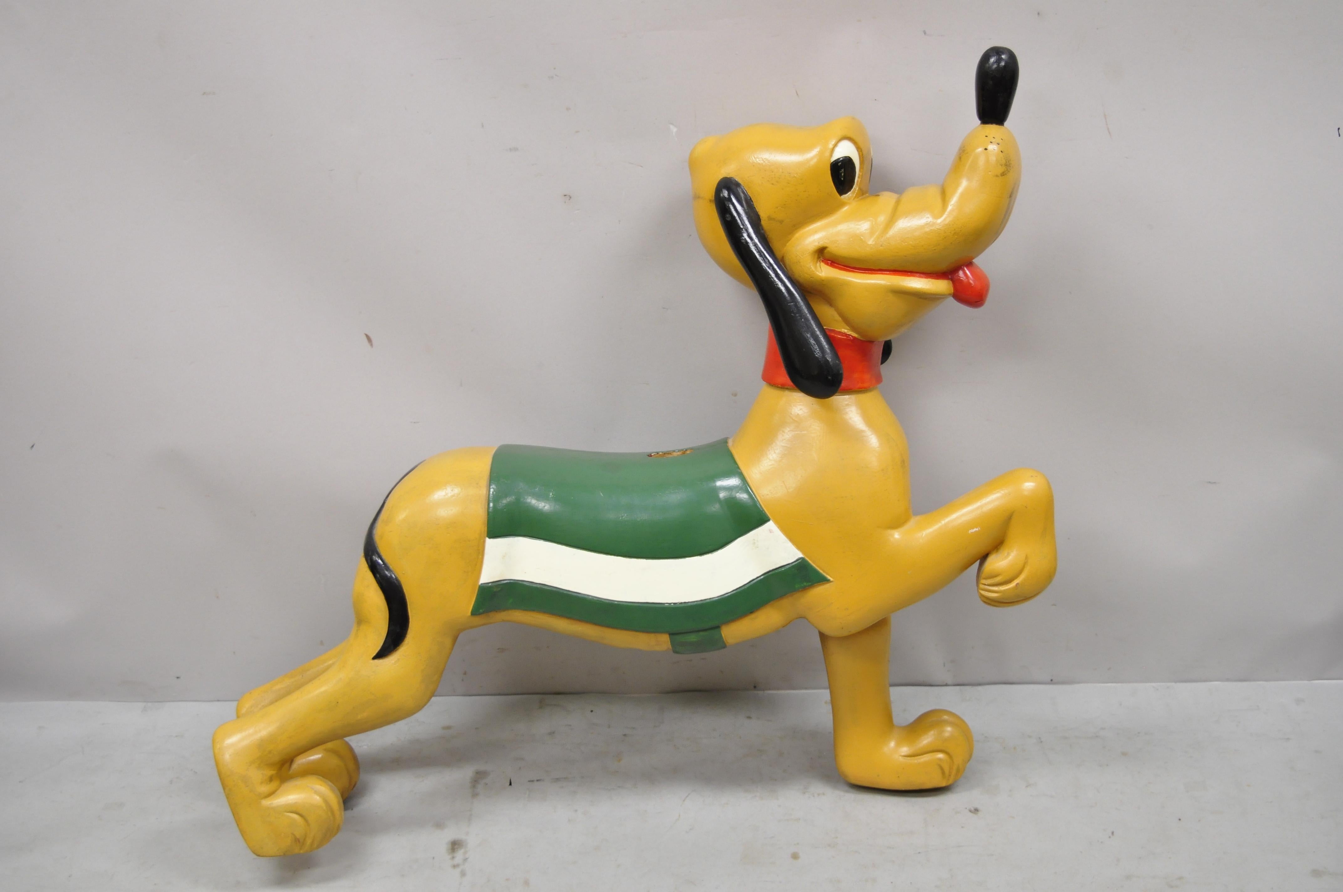 Vintage carved wood Disney world Pluto dog carousel horse ride 40