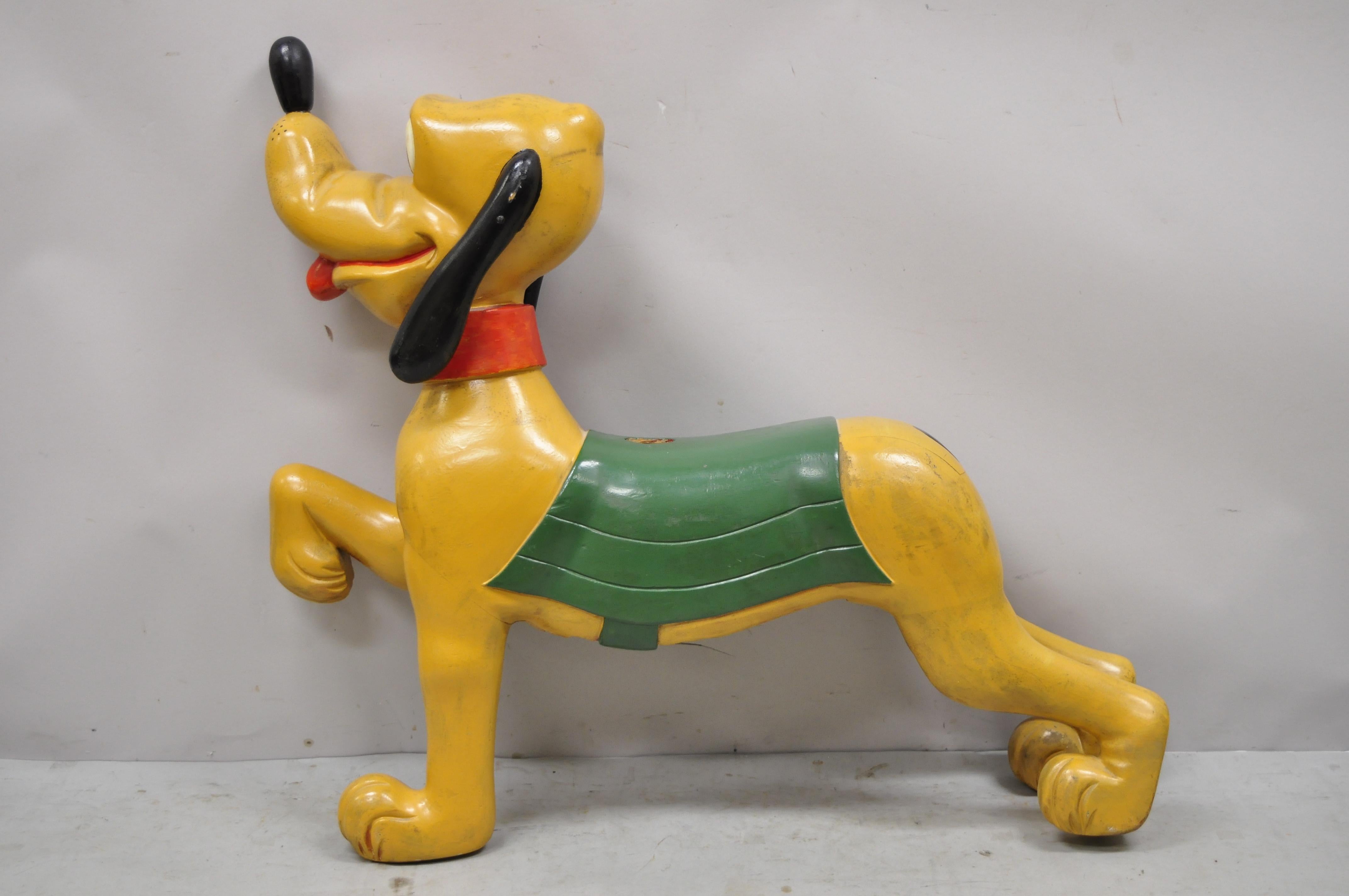 North American Vintage Carved Wood Disney World Pluto Dog Carousel Horse Ride Large Figure