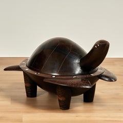 Vintage Carved Wood Fijian Turtle Kava Bowl