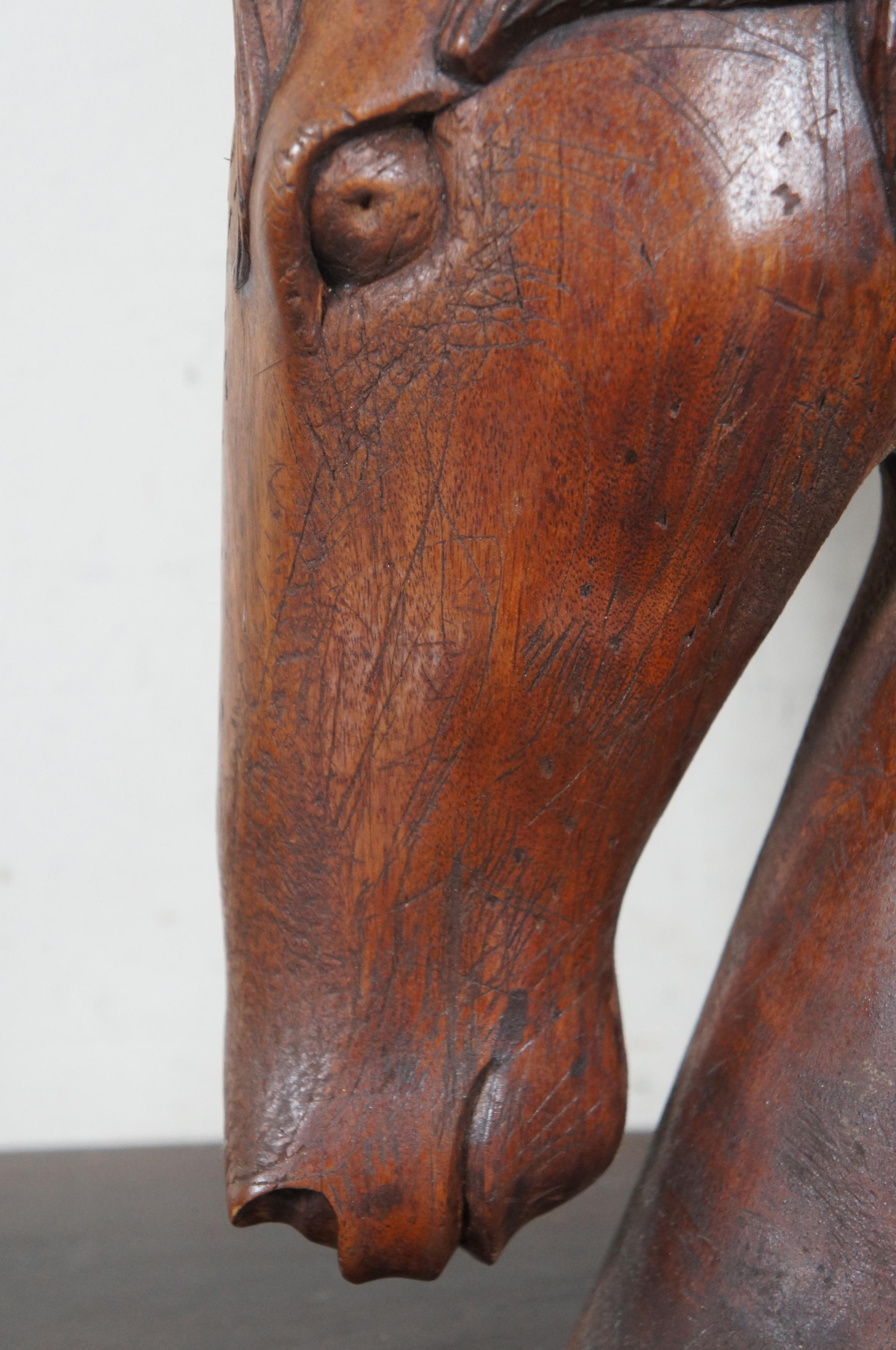 Vintage Carved Wood Folk Art Horse Head Bust Art Sculpture Equestrian Artisan 2
