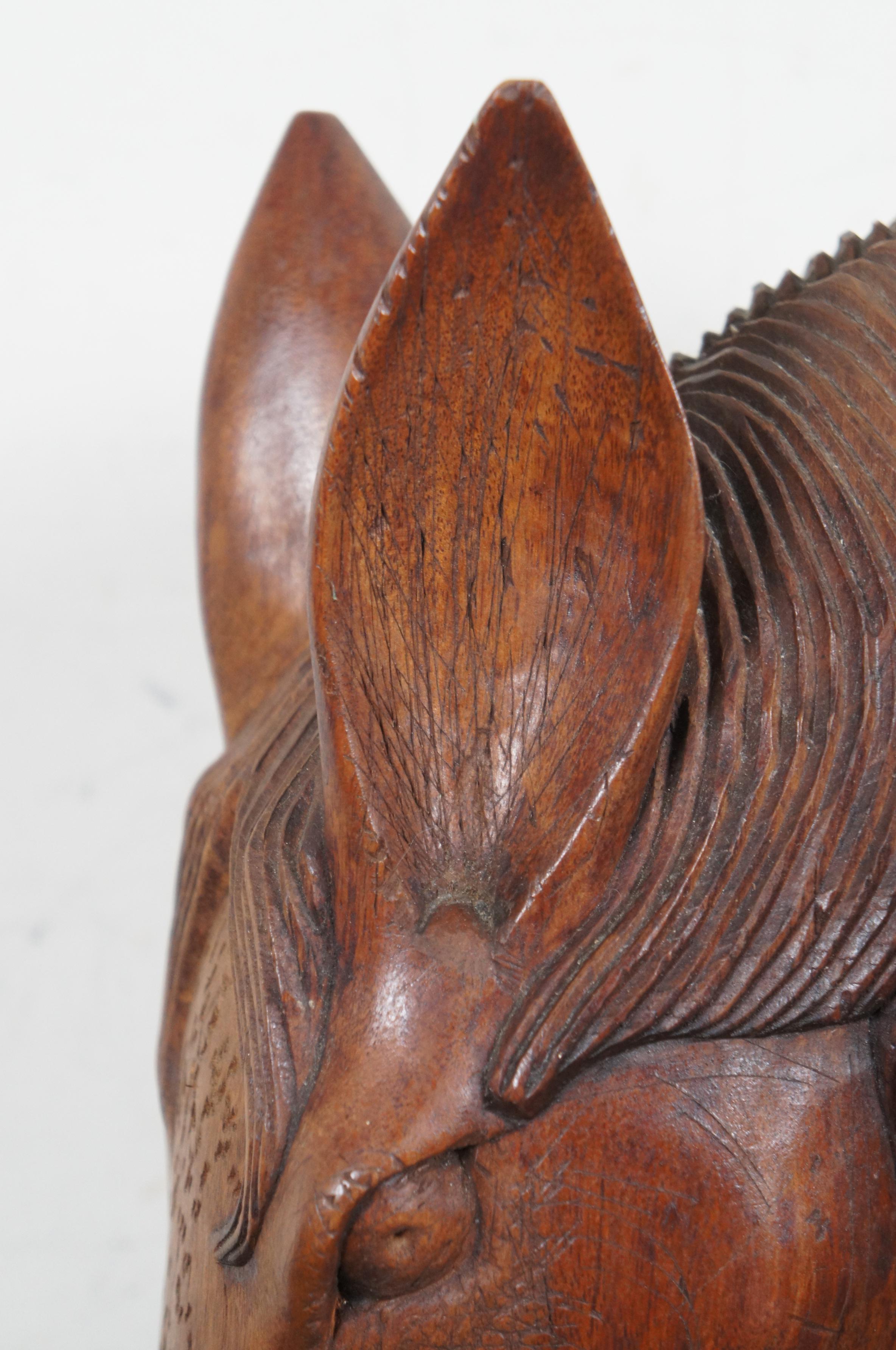 Vintage Carved Wood Folk Art Horse Head Bust Art Sculpture Equestrian Artisan 3