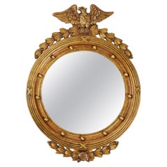 Vintage Carved Wood Found Federal Convex Mirror