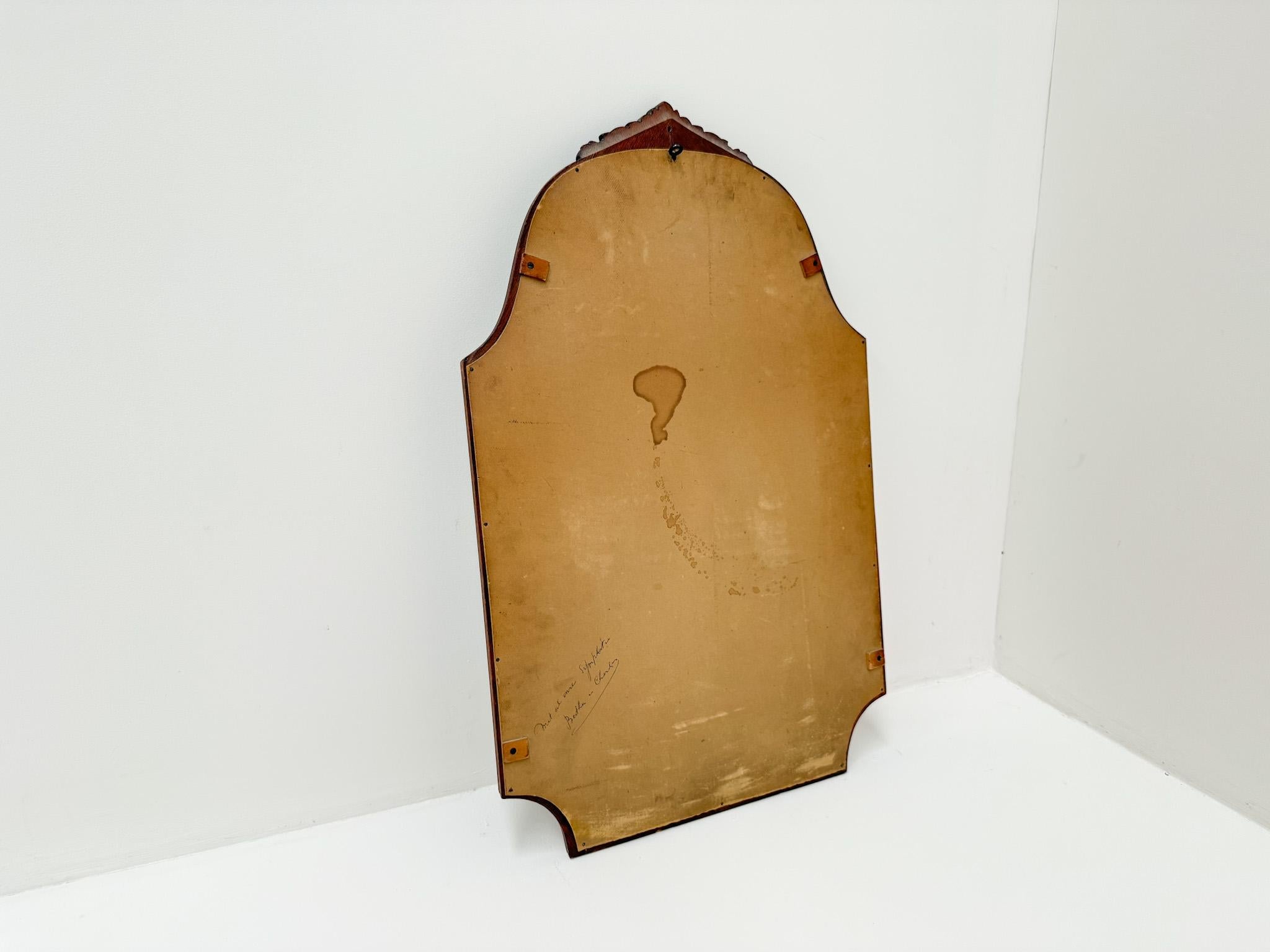 Miroir vintage en bois sculpté, miroir mural avec verre biseauté en vente 4