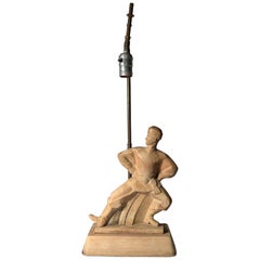 Vintage Carved Wood Heifetz Table Lamp of Russian Dancer