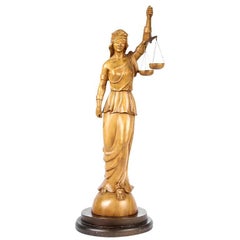 Vintage Carved Wood Justice Figure