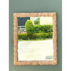 Vintage Carved Wood Leaf Frame Mirror