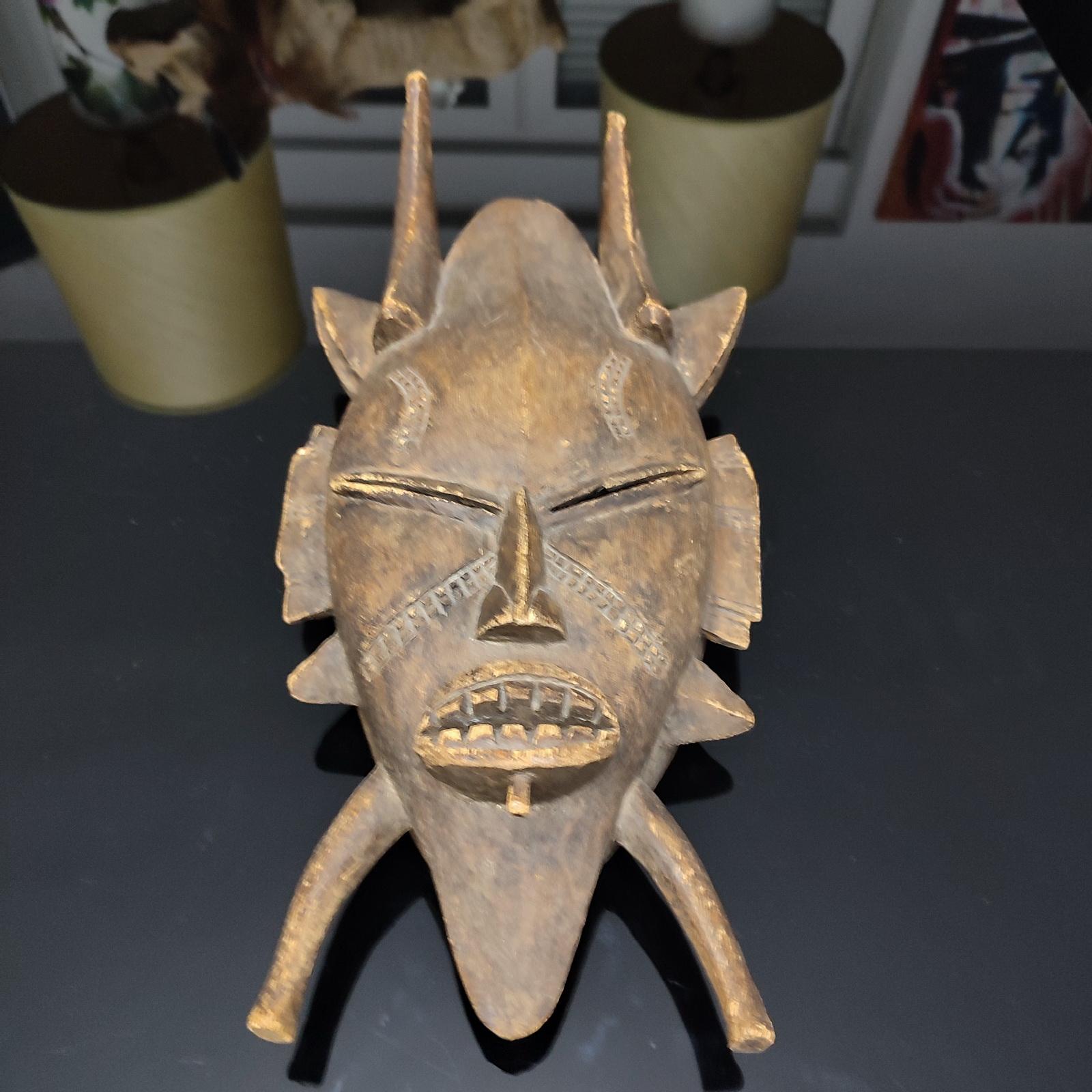 Vintage Carved Wood Mask, African Folk Art 20th Century For Sale 5