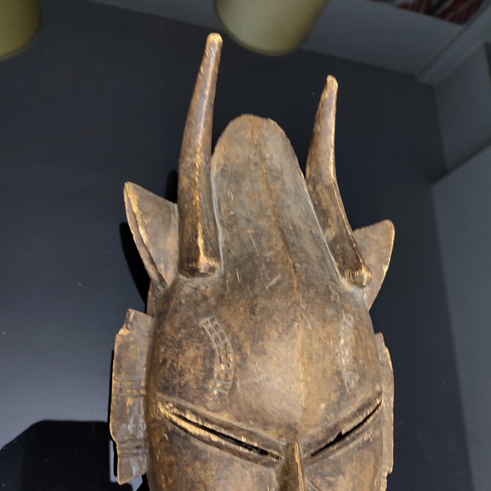 Vintage Carved Wood Mask, African Folk Art 20th Century For Sale 6