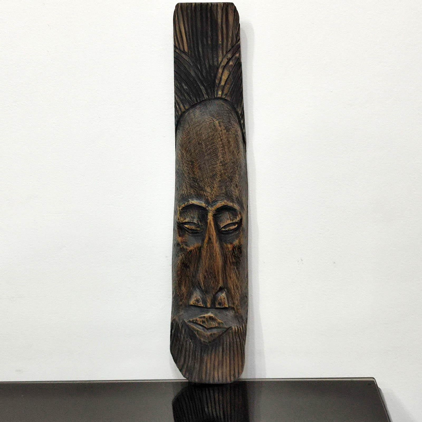 Hand-Carved Vintage Carved Wood Mask, African Folk Art 20th Century For Sale