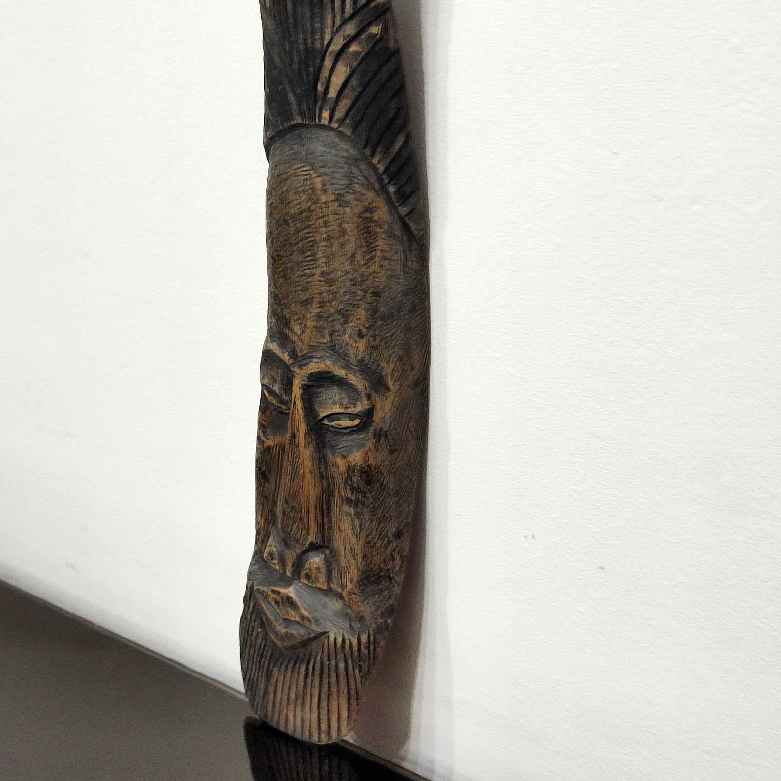 Late 20th Century Vintage Carved Wood Mask, African Folk Art 20th Century For Sale