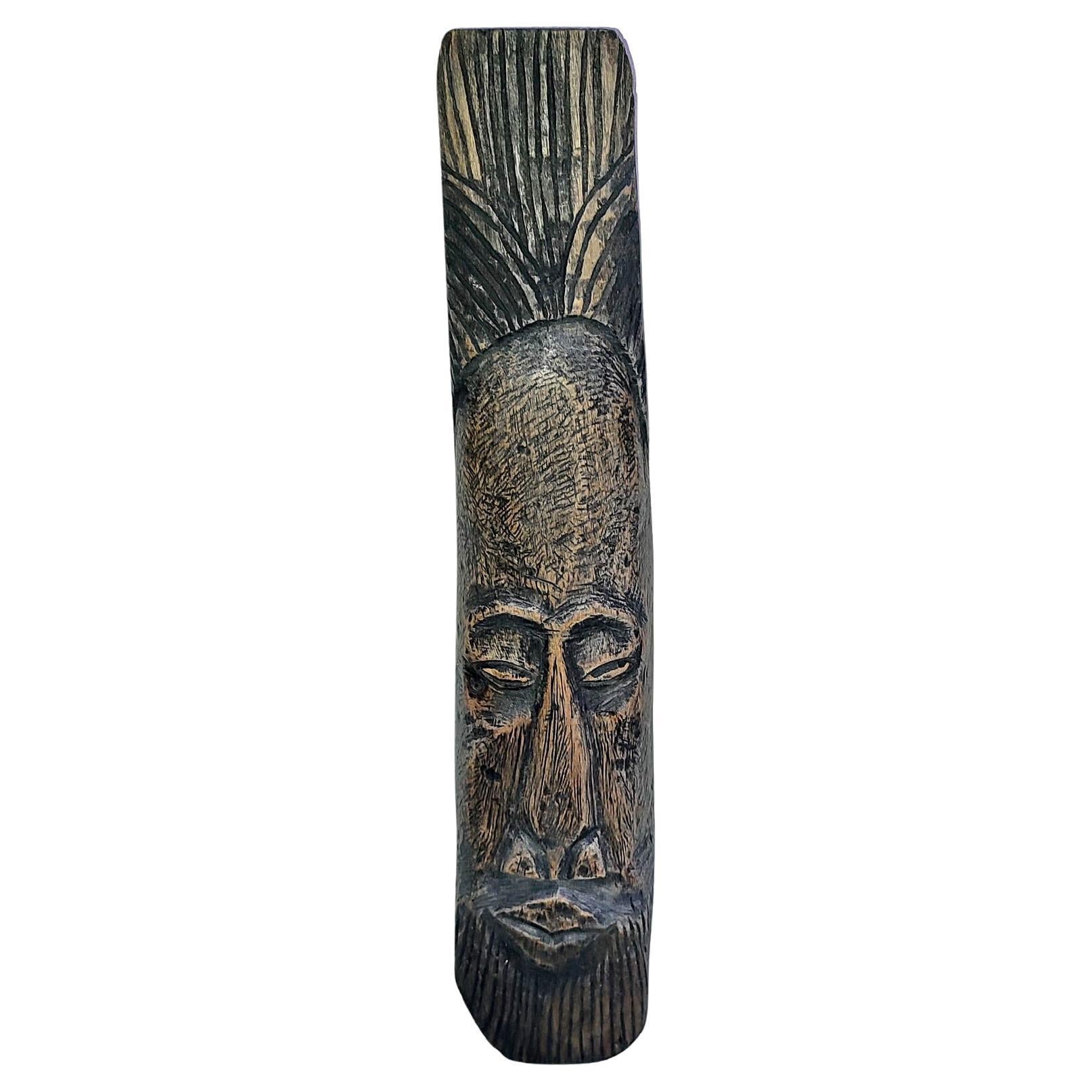 Vintage Carved Wood Mask, African Folk Art 20th Century