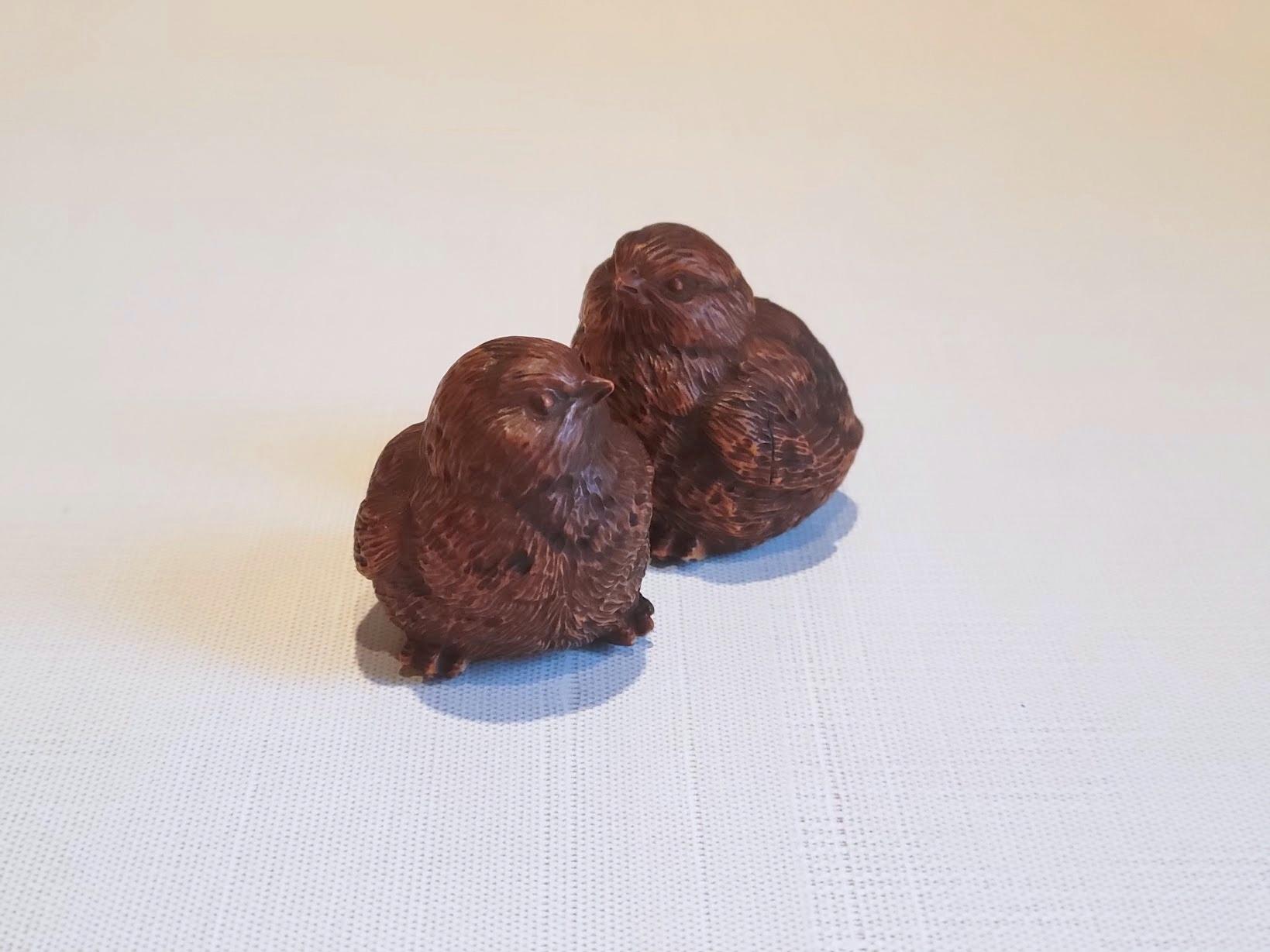 Vintage geschnitzt Wood Miniature Vögel (Kunsthandwerker*in) im Angebot