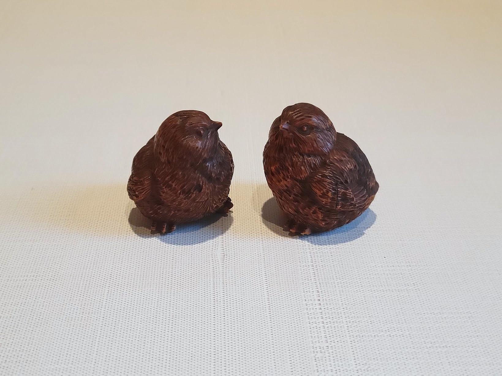 Vintage geschnitzt Wood Miniature Vögel im Angebot 3