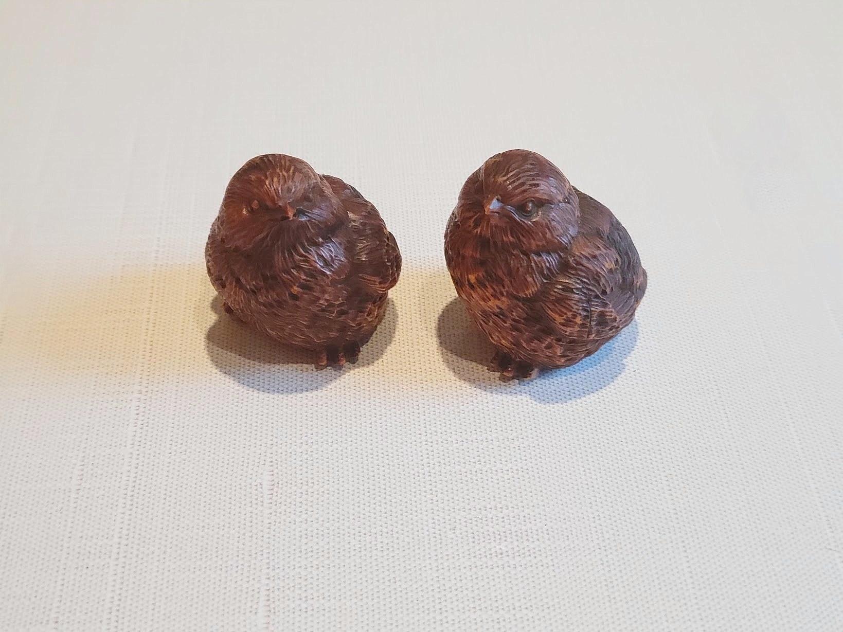 Vintage geschnitzt Wood Miniature Vögel im Angebot 4