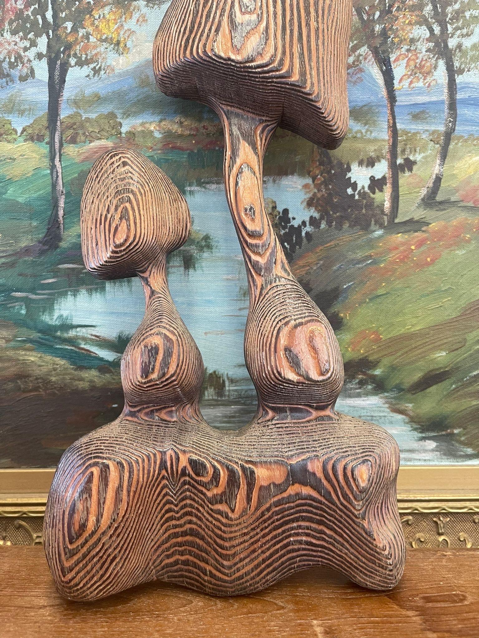 Vintage Carved Wood Mushroom Wall Hanging Decor. In Good Condition For Sale In Seattle, WA