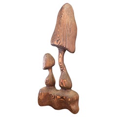 Vintage Carved Wood Mushroom Wall Hanging Decor.