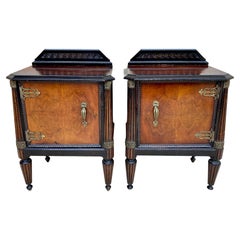 Vintage Carved Wood Nightstands with Twisted Legs, 1930s, Set of 2