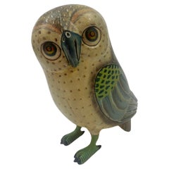 Vintage Carved Wood Owl Sculpture Mid century Modern 1960s