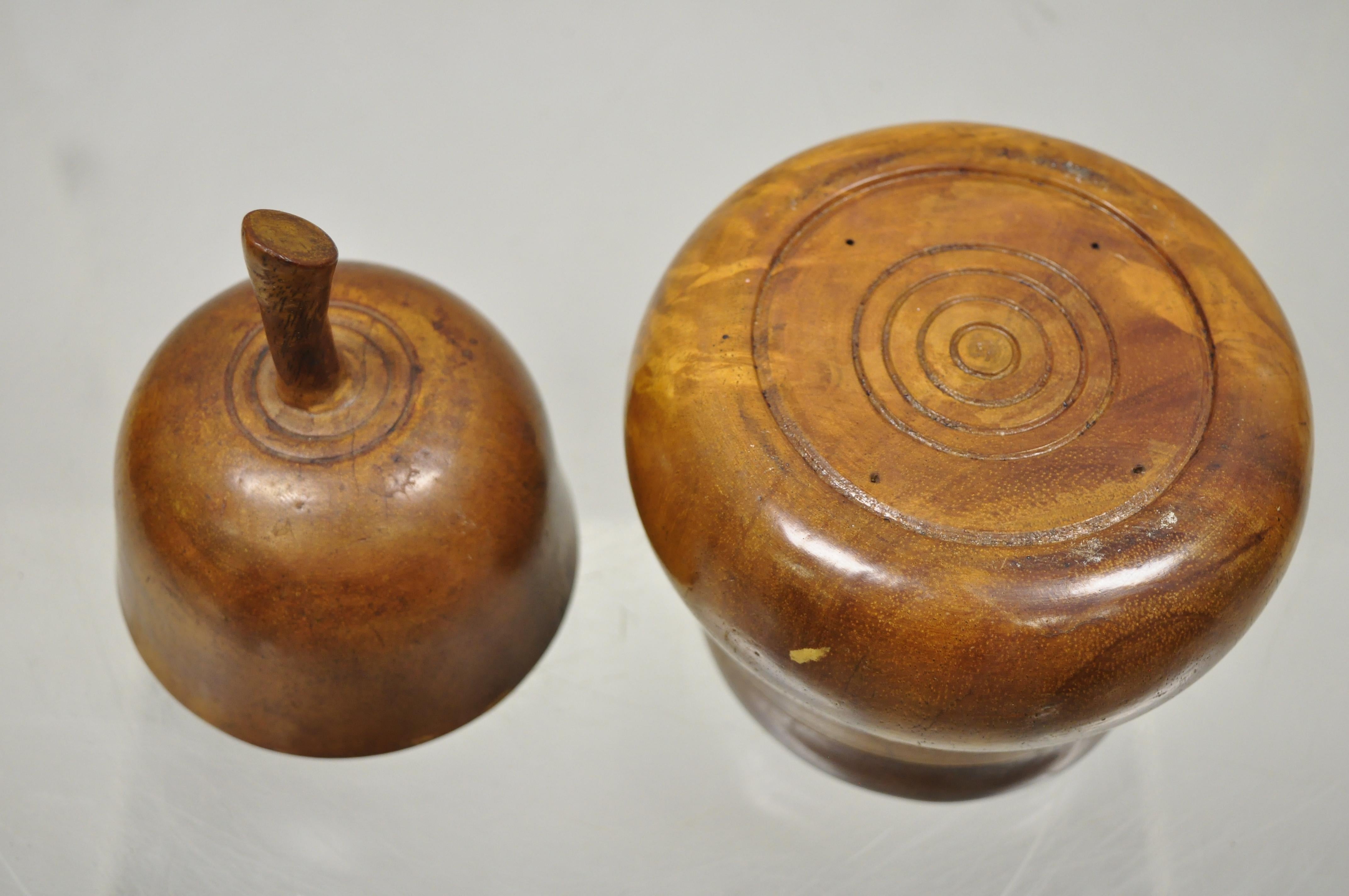 Vintage Carved Wood Pear Shaped Mahogany Tea Caddy Folk Art Regency Desk Box 6