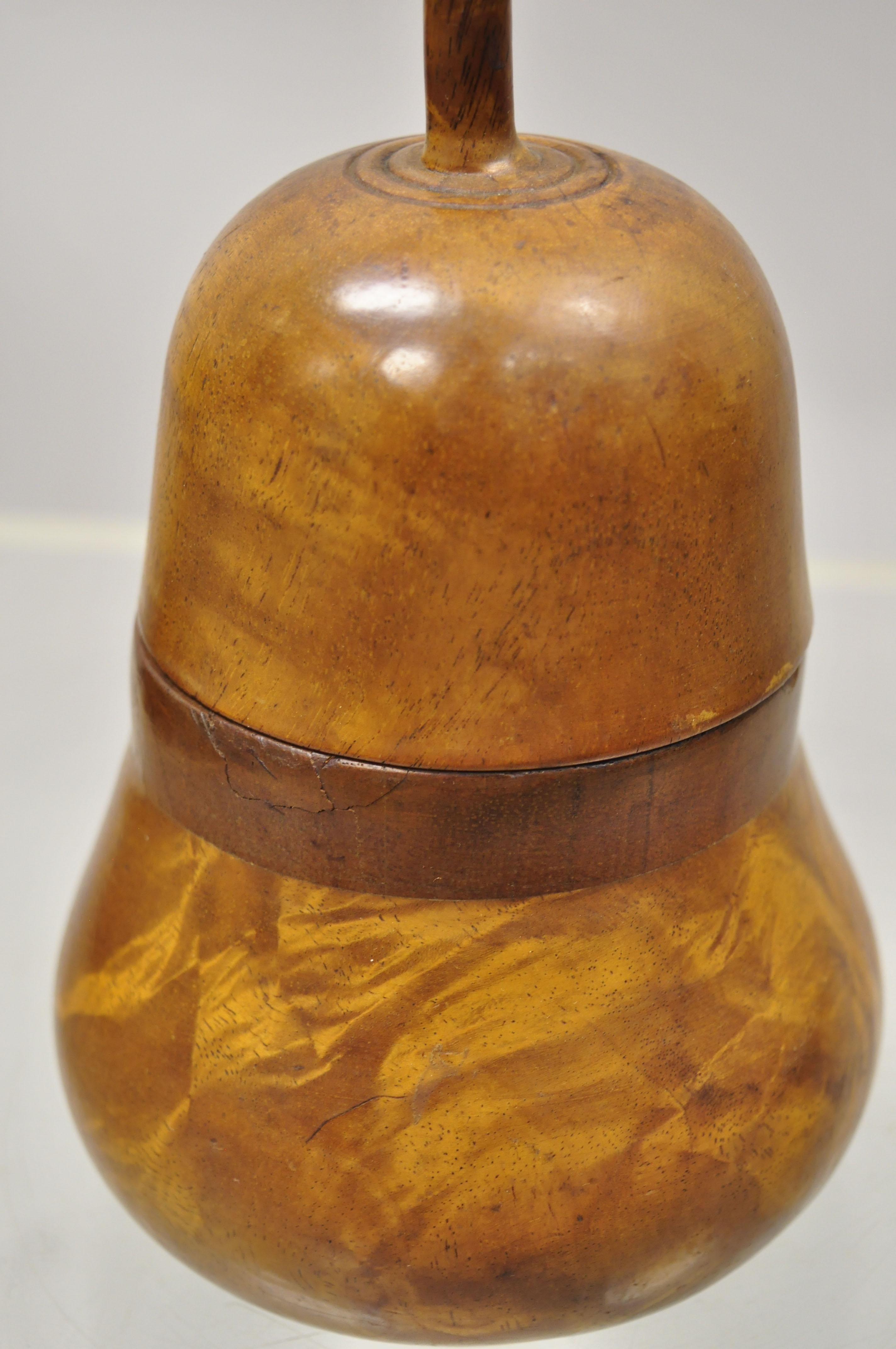 20th Century Vintage Carved Wood Pear Shaped Mahogany Tea Caddy Folk Art Regency Desk Box