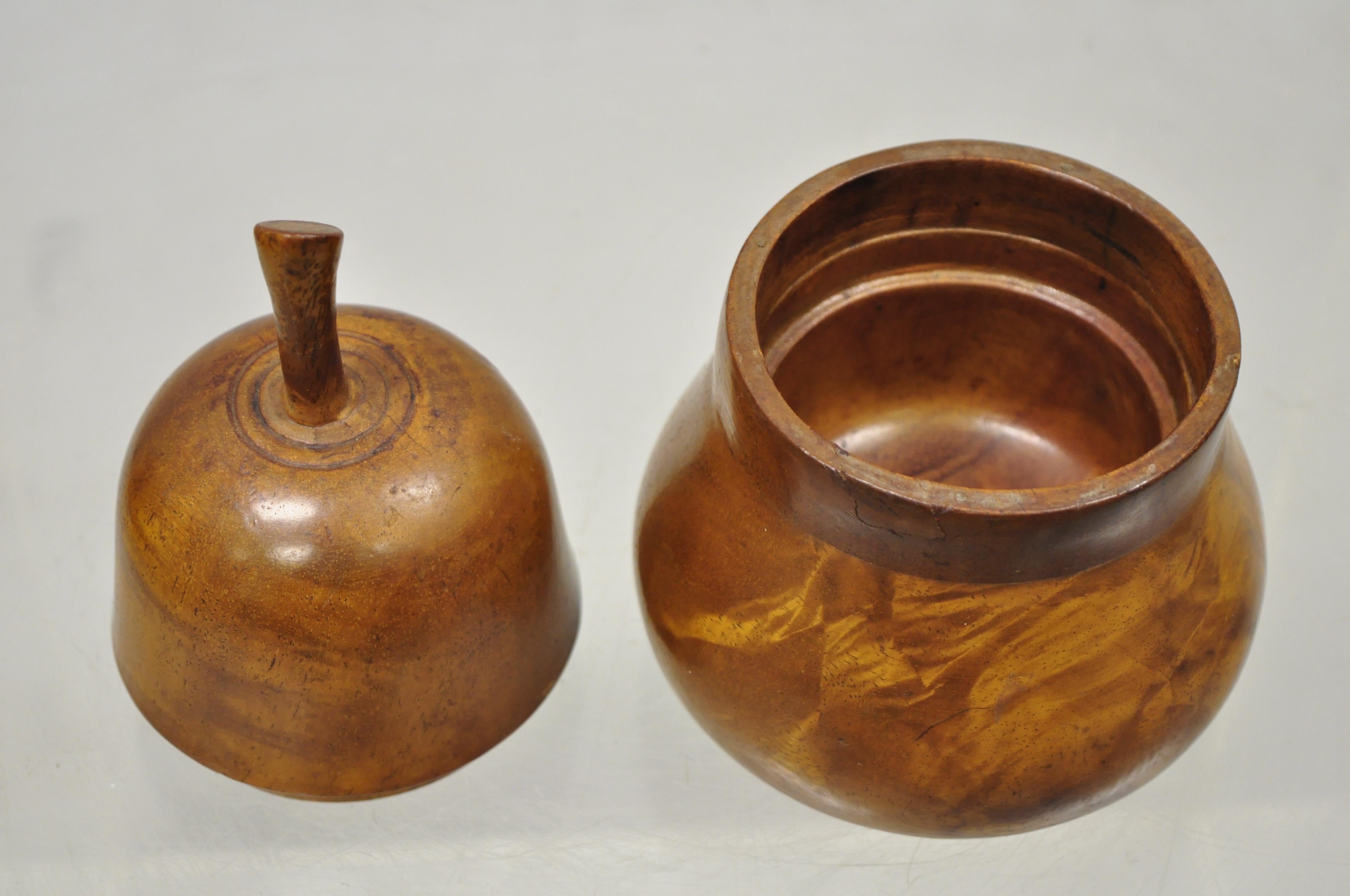 Vintage Carved Wood Pear Shaped Mahogany Tea Caddy Folk Art Regency Desk Box 2