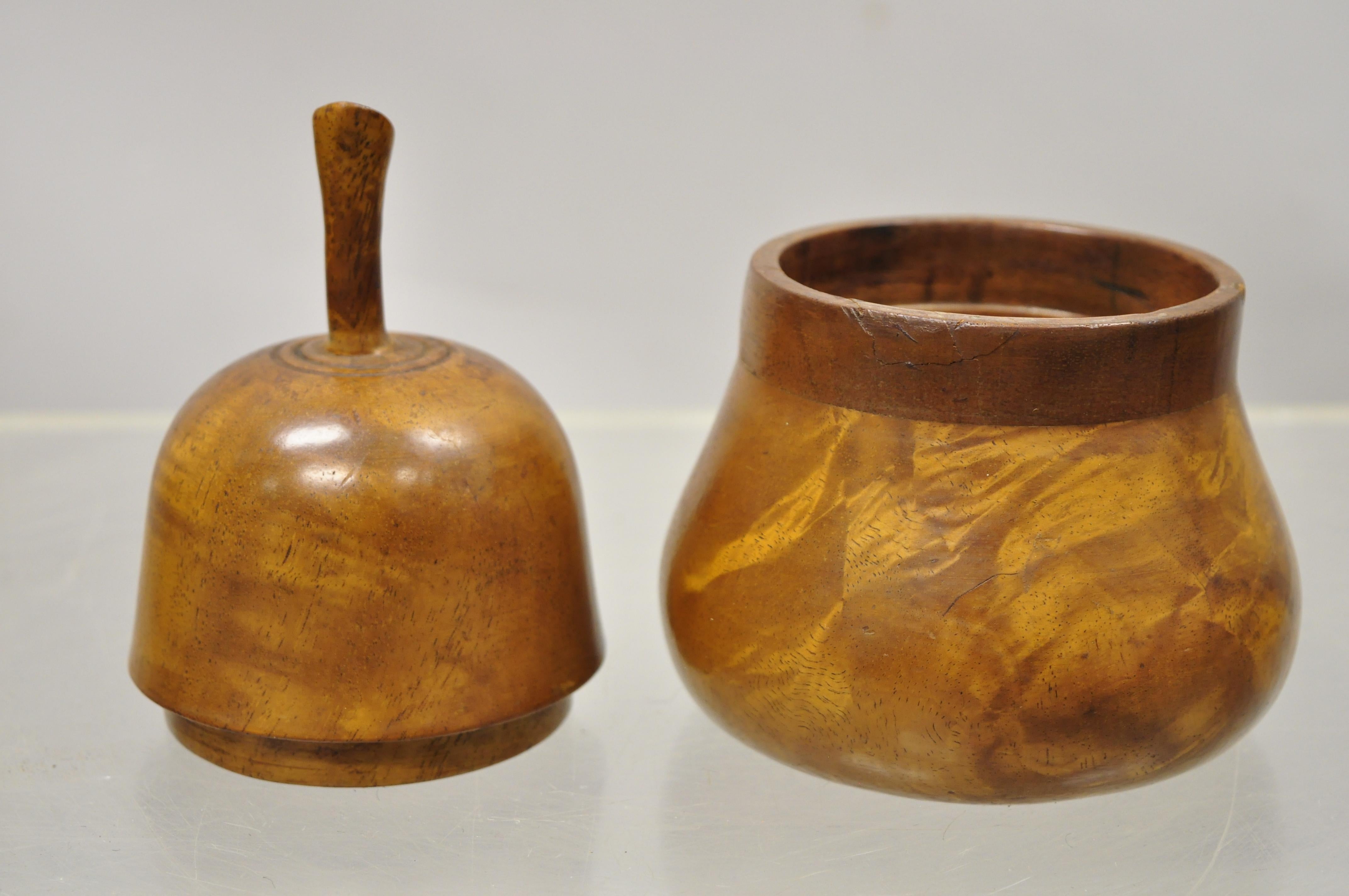 Vintage Carved Wood Pear Shaped Mahogany Tea Caddy Folk Art Regency Desk Box 4