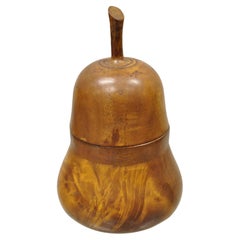 Retro Carved Wood Pear Shaped Mahogany Tea Caddy Folk Art Regency Desk Box
