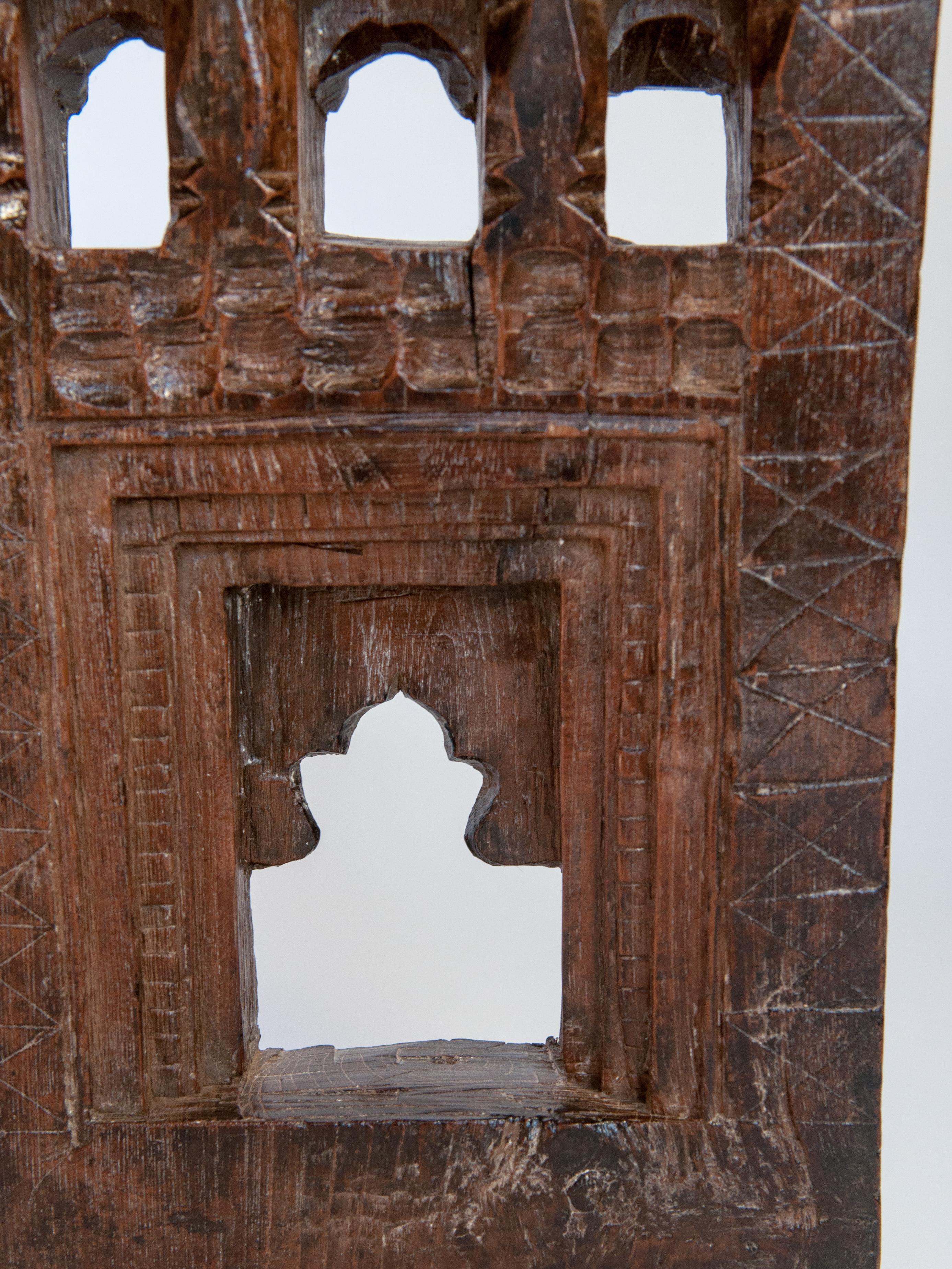 Folk Art Vintage Carved Wood Picture Frame, Mid-20th Century, India