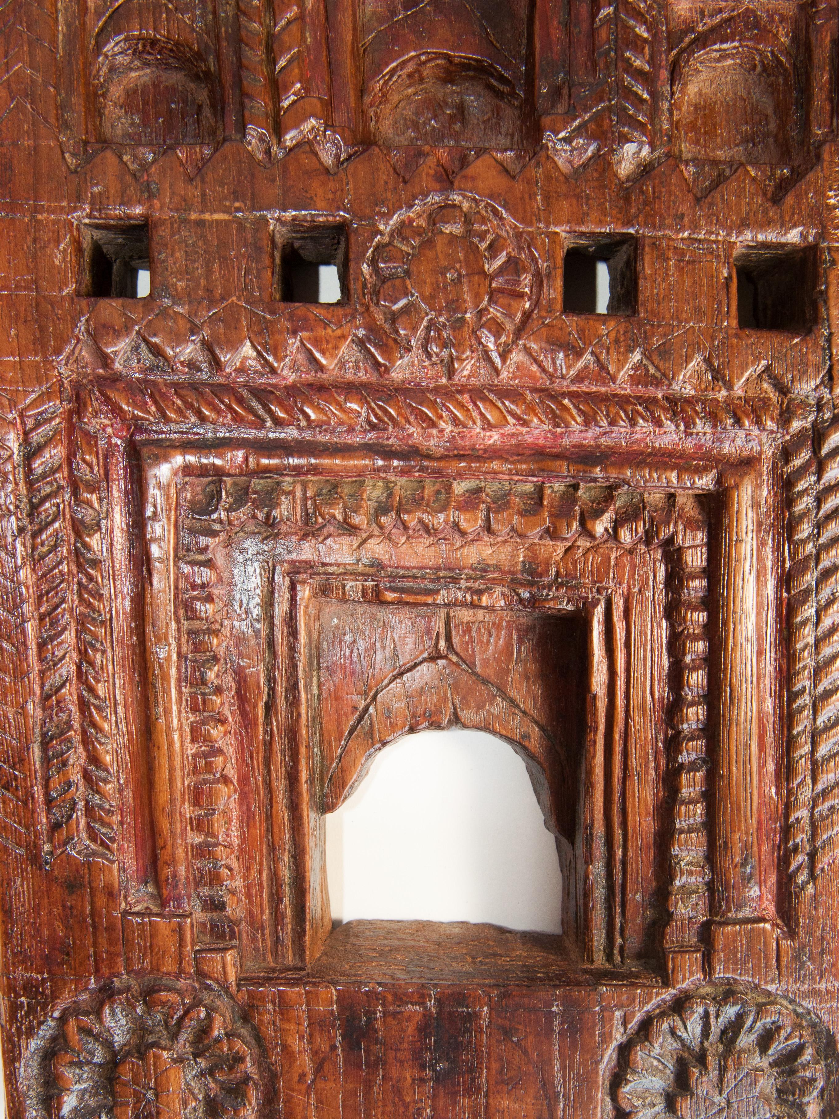 Folk Art Vintage Carved Wood Picture Frame, Mid-20th Century, India