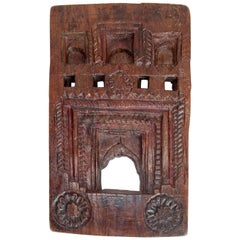 Vintage Carved Wood Picture Frame, Mid-20th Century, India