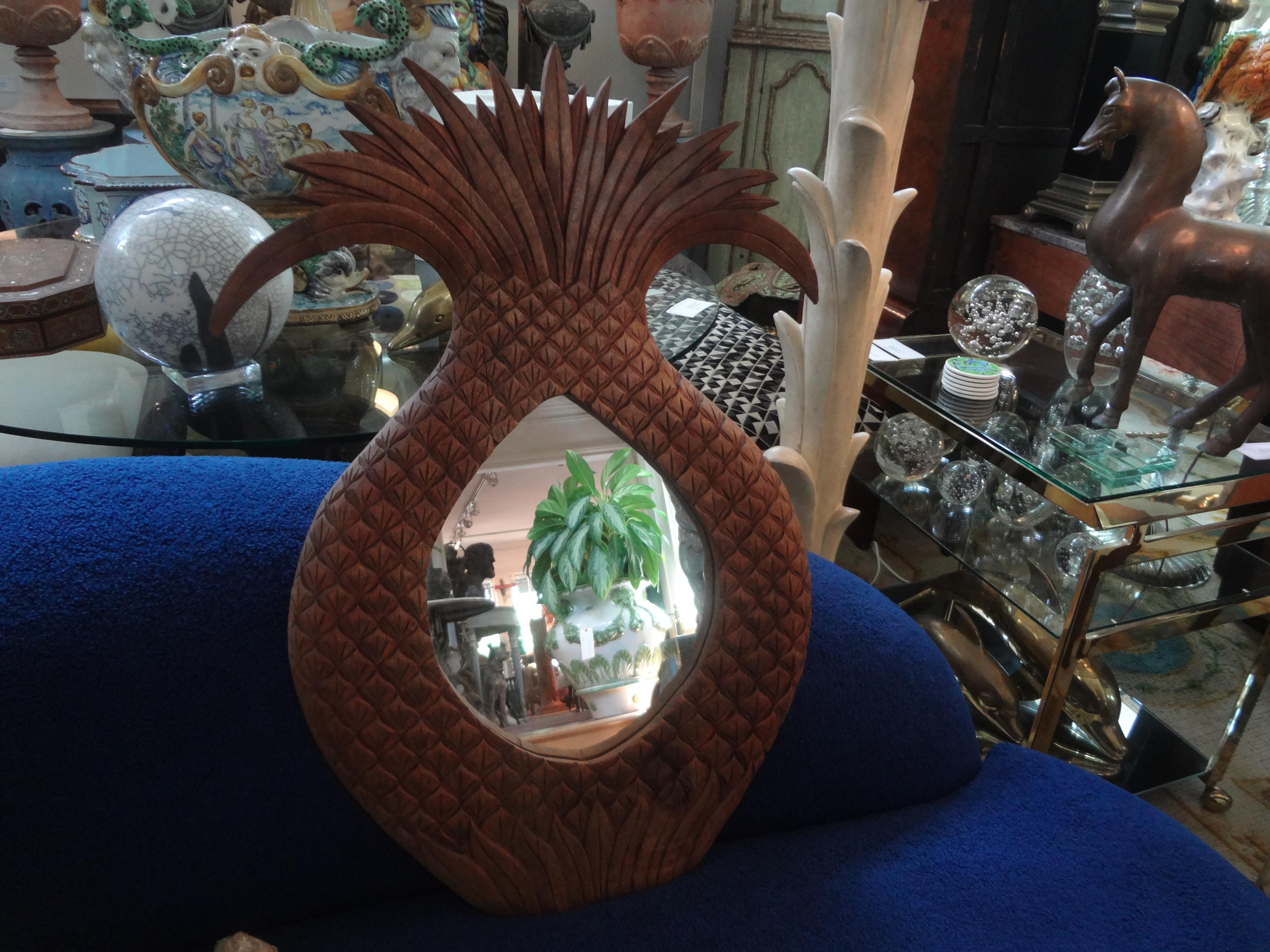 Vintage Carved Wood Pineapple Mirror 2