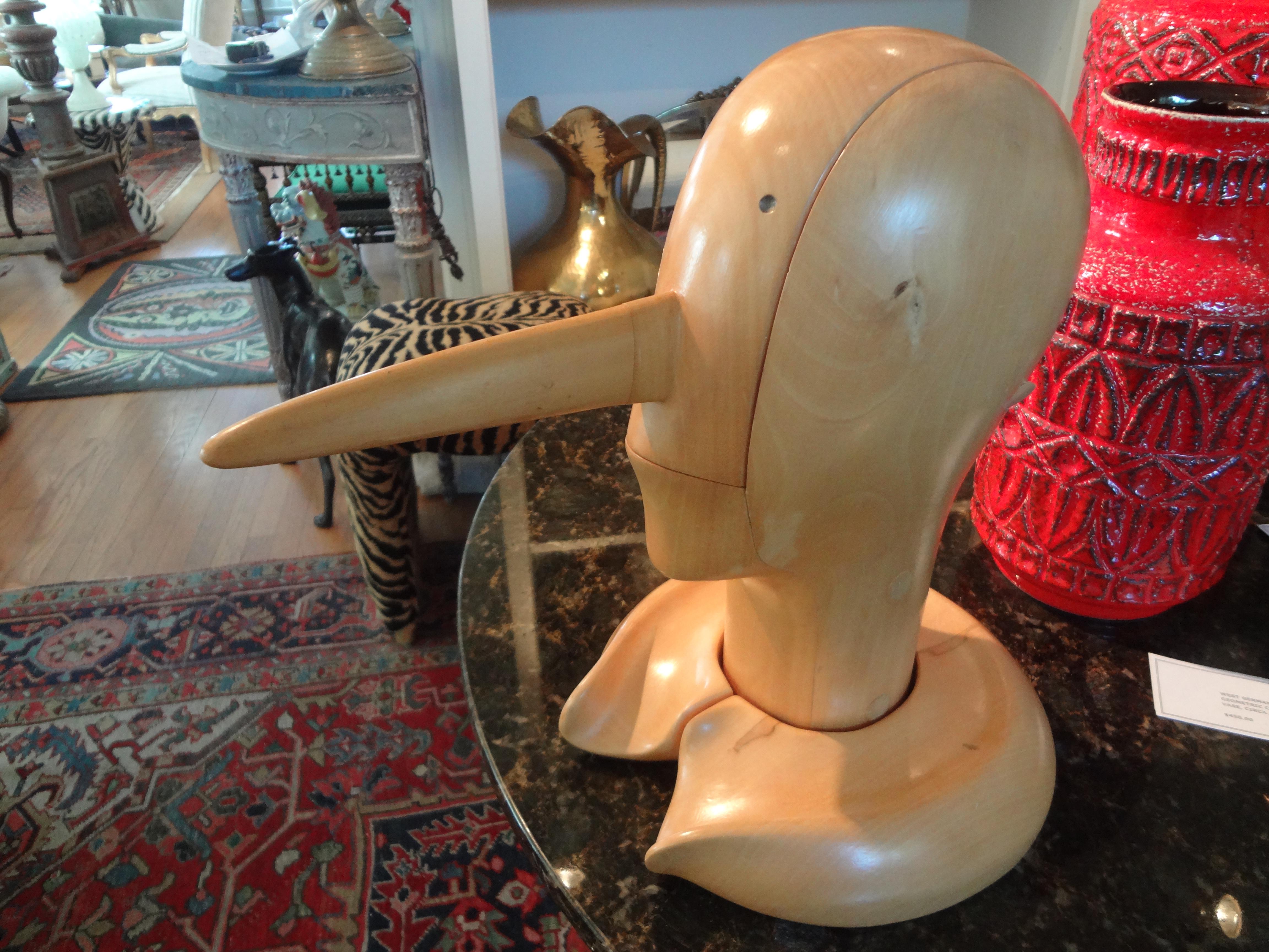 Vintage Carved Wood Pinocchio Sculpture In Good Condition For Sale In Houston, TX