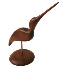 Vintage Carved Wood Sandpiper Bird