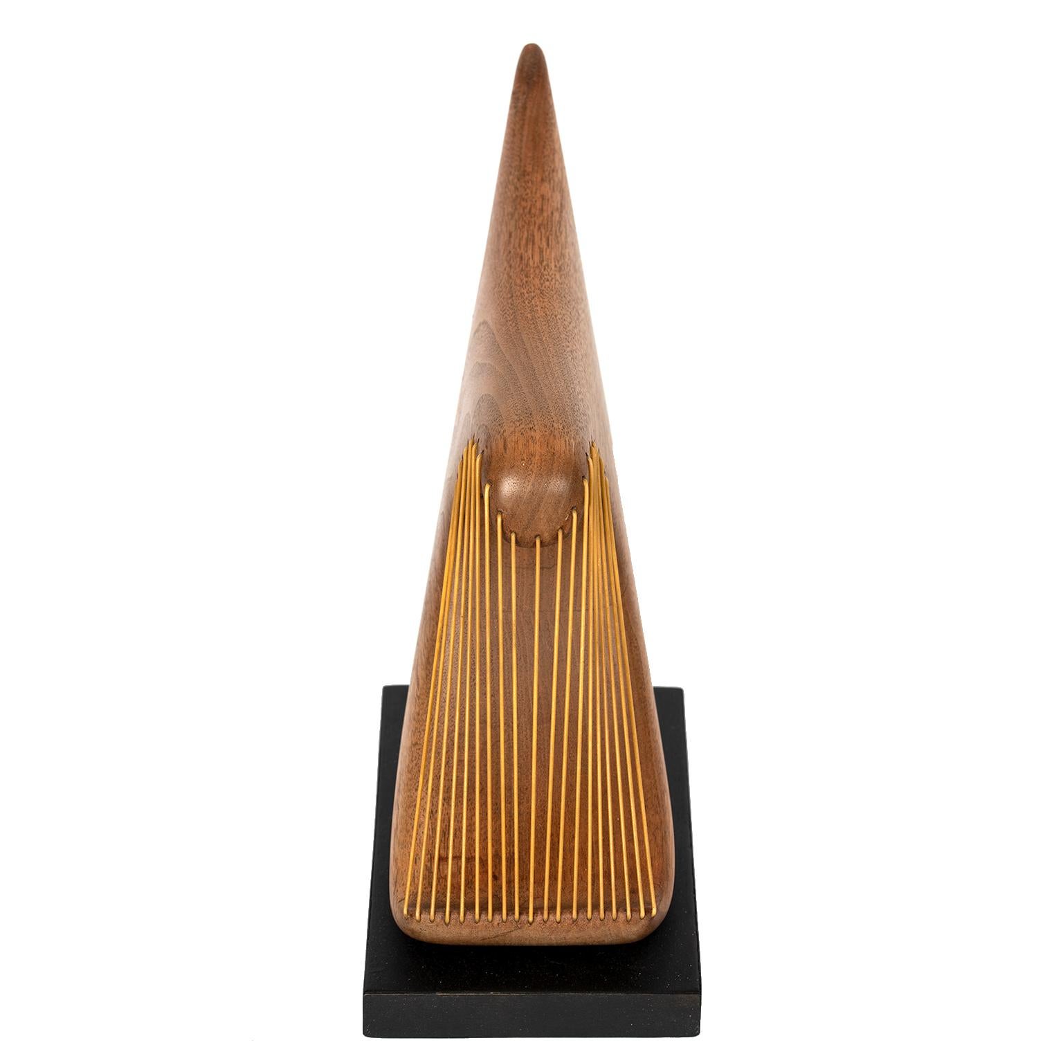 Mid-20th Century Vintage Carved Wood Sculpture in the Manner of Barbara Hepworth, circa 1967