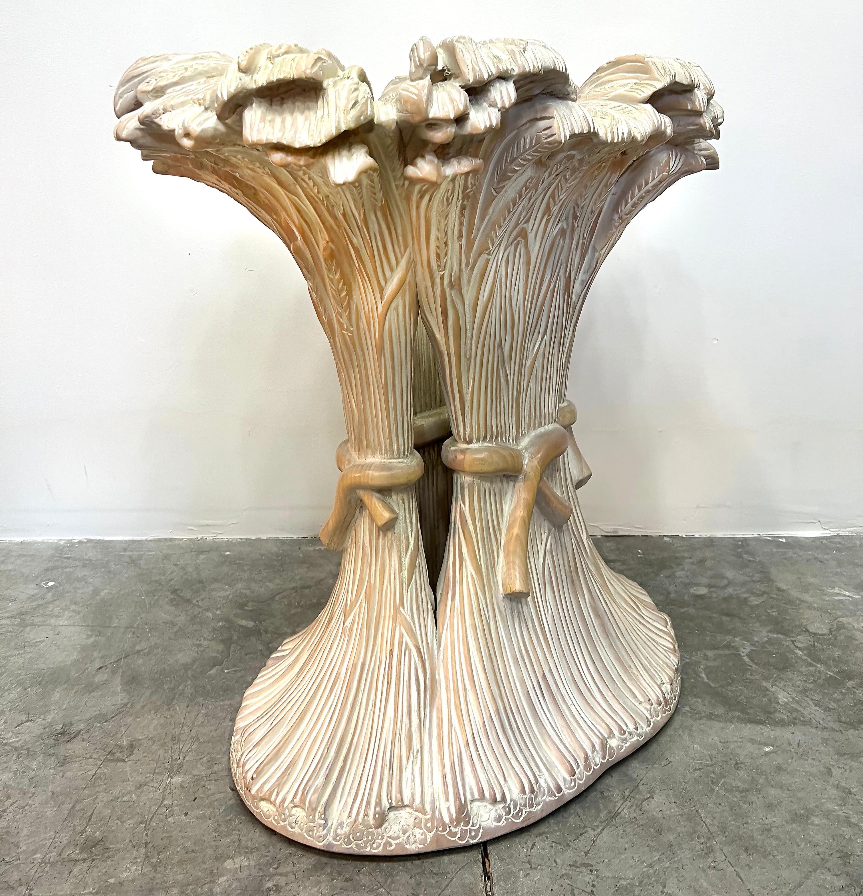 Vintage Carved Wood Sheaf of Wheat Table Base, Chelini di Fiorenze Attributed In Good Condition In Miami, FL